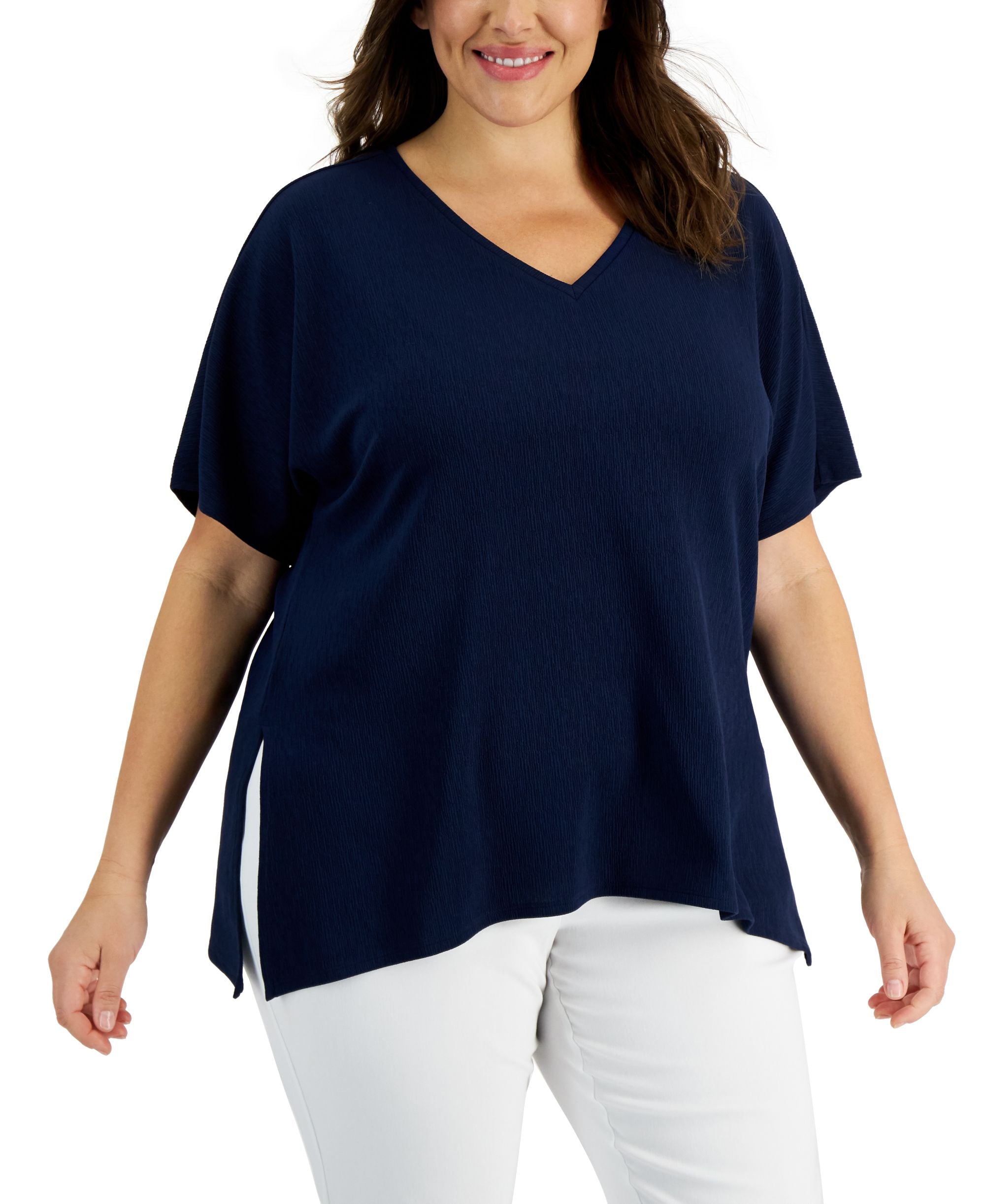 JM Collection Plus Size V Neck Tunic Top