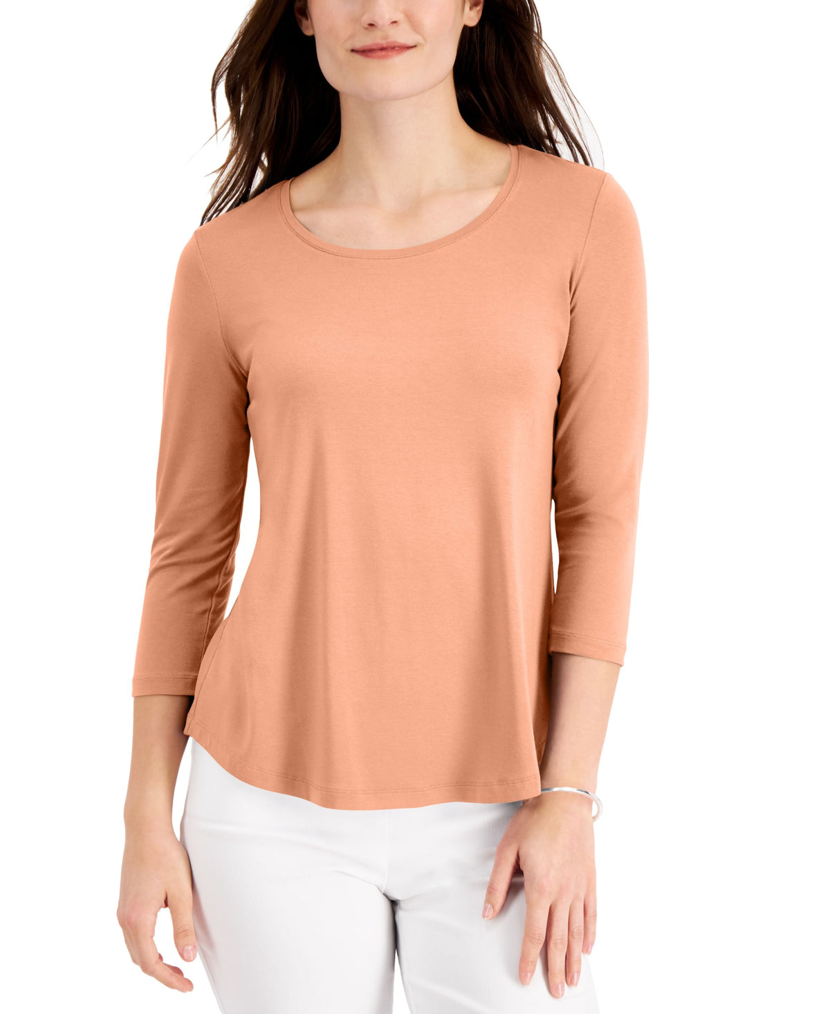 3/4-Sleeve Scoop Neck Top