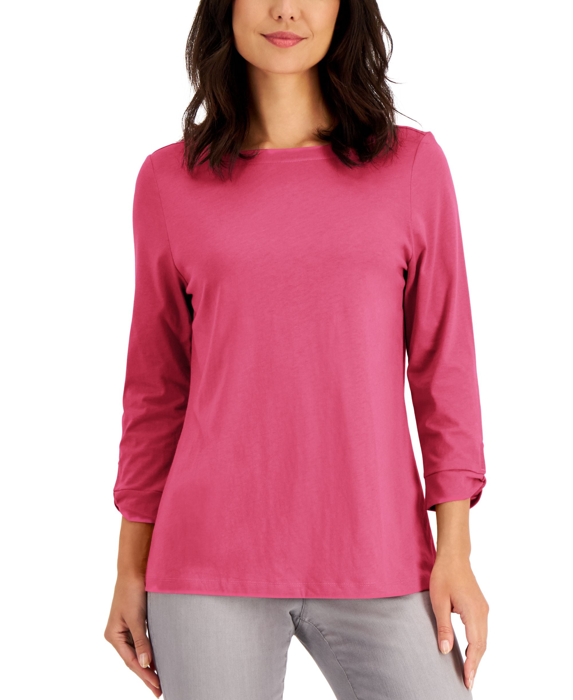Karen Scott Keyhole Cuff 3/4 Sleeve Top