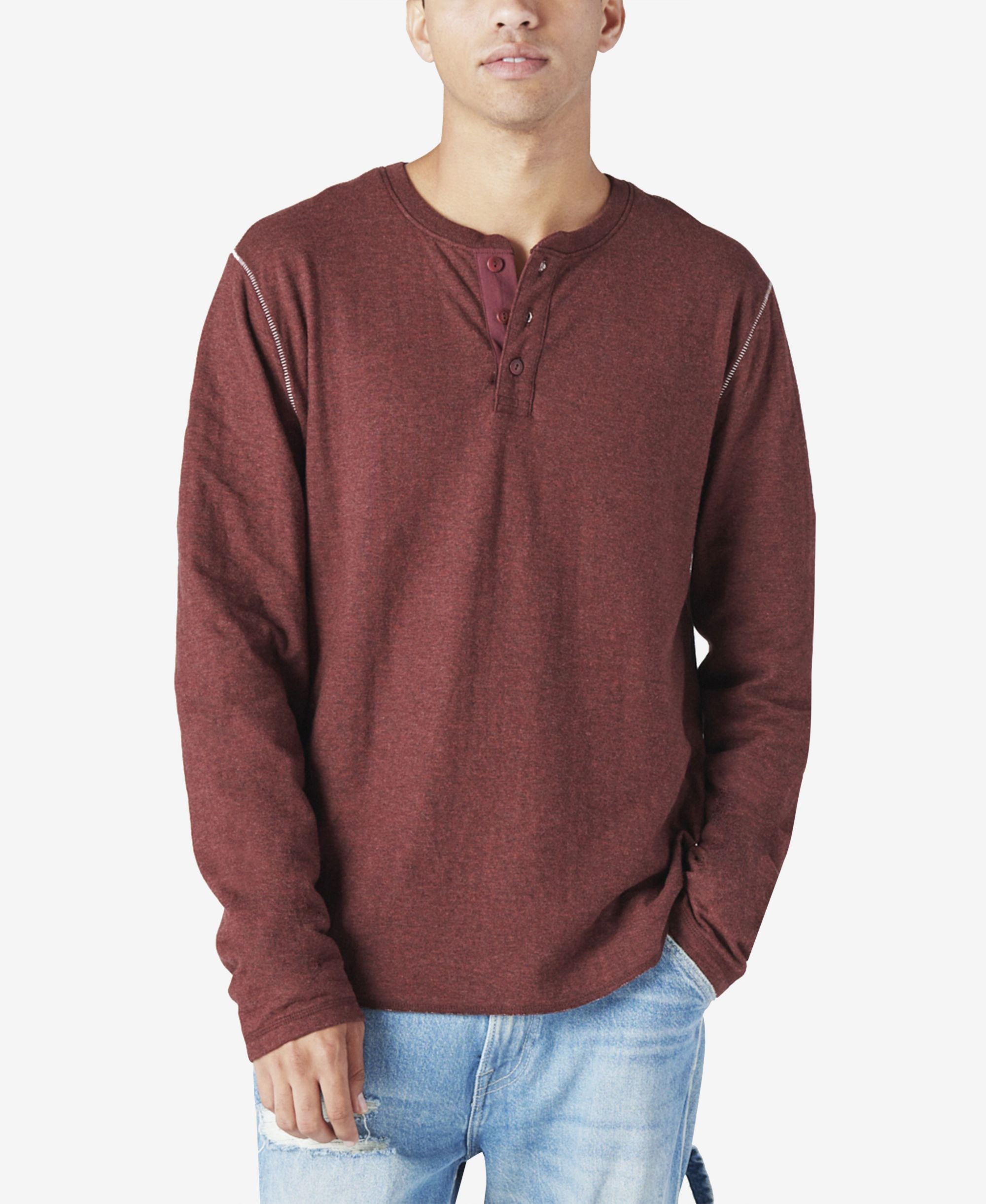 Lucky Brand Men's Duo-Fold Henley Long Sleeve Sweater
