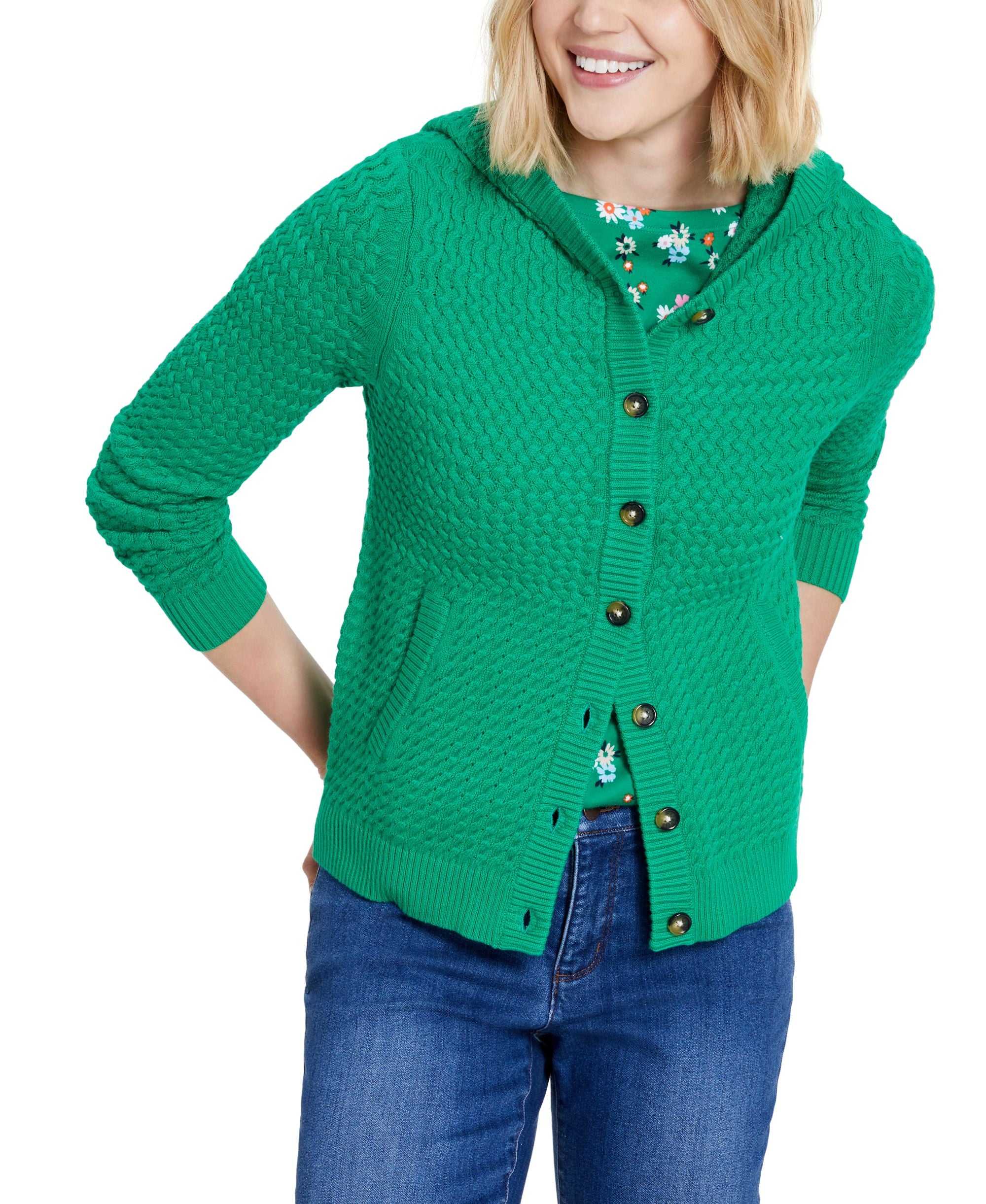 Charter Club Mixed Stitch Knit Hoodie
