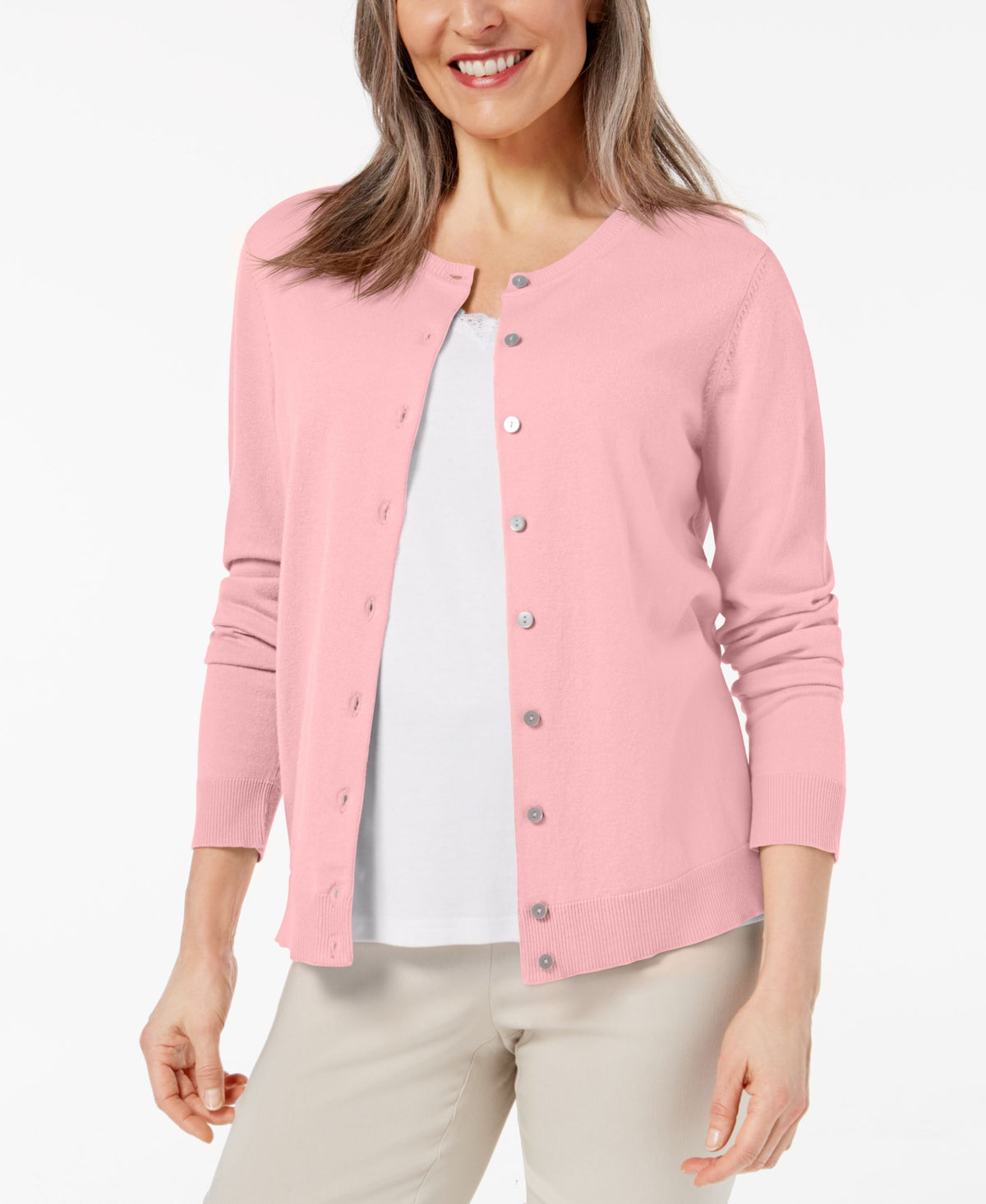 Karen Scott Crew Neck Cardigan