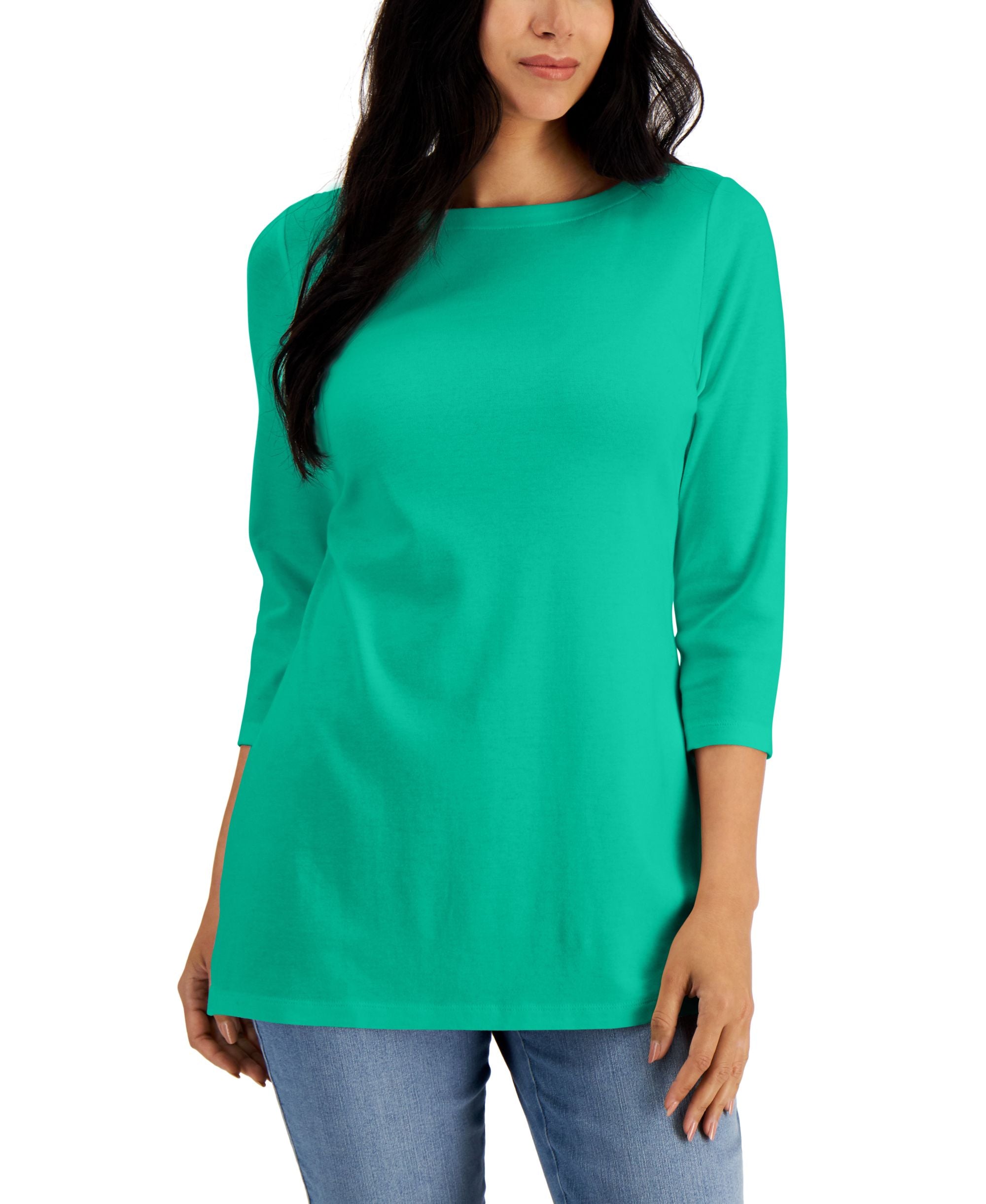 Boat-Neck 3/4-Sleeve Top