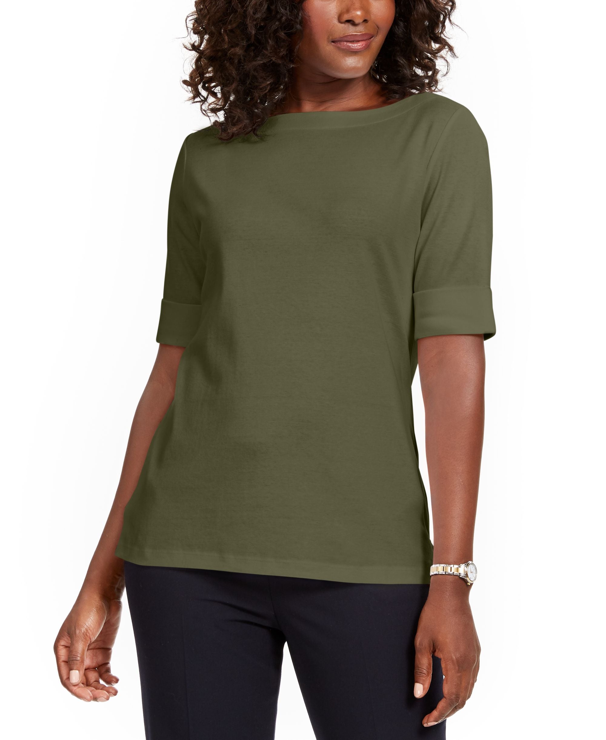 Petite Cotton Elbow-Sleeve T-Shirt