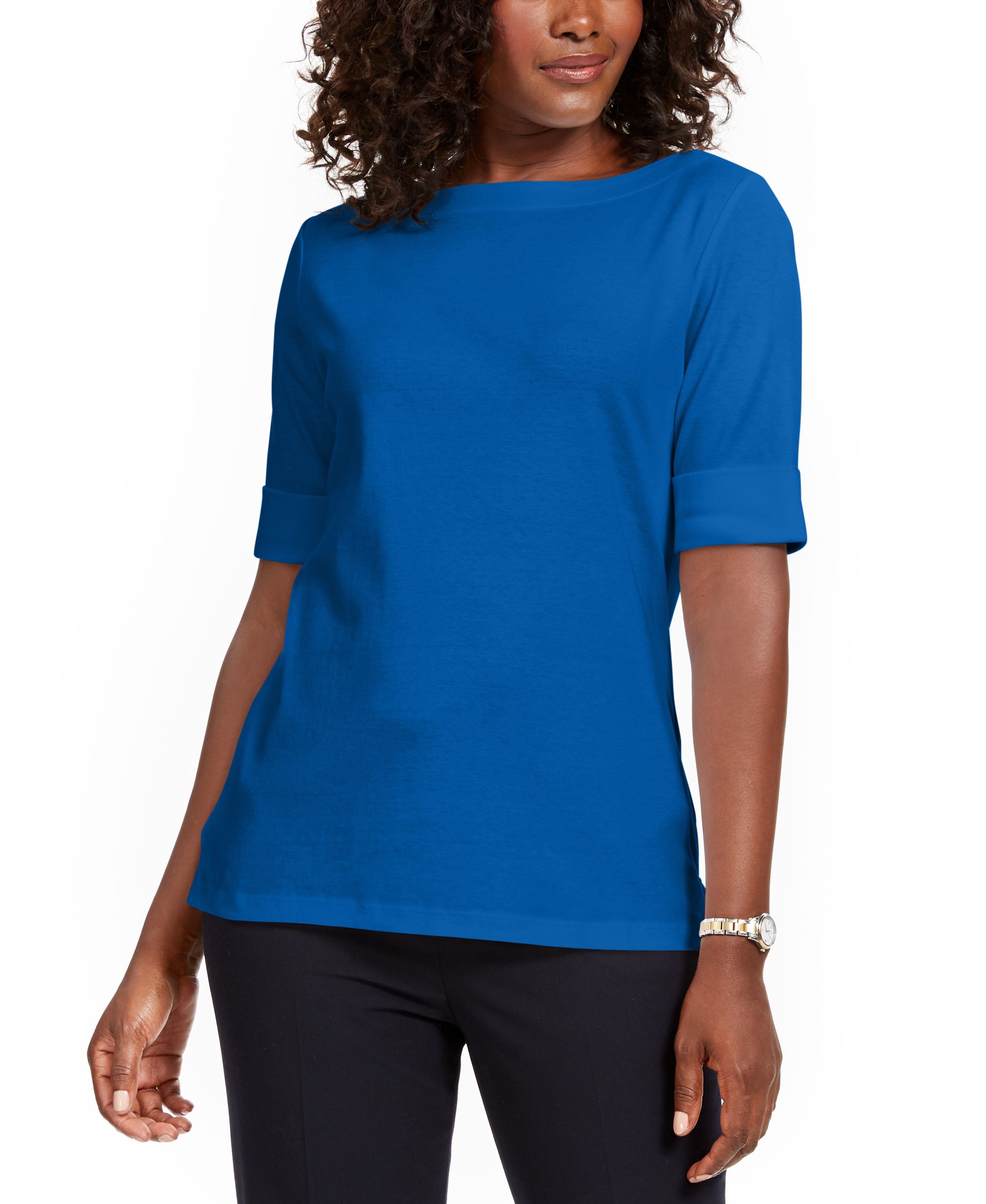 Petite Cotton Elbow-Sleeve T-Shirt