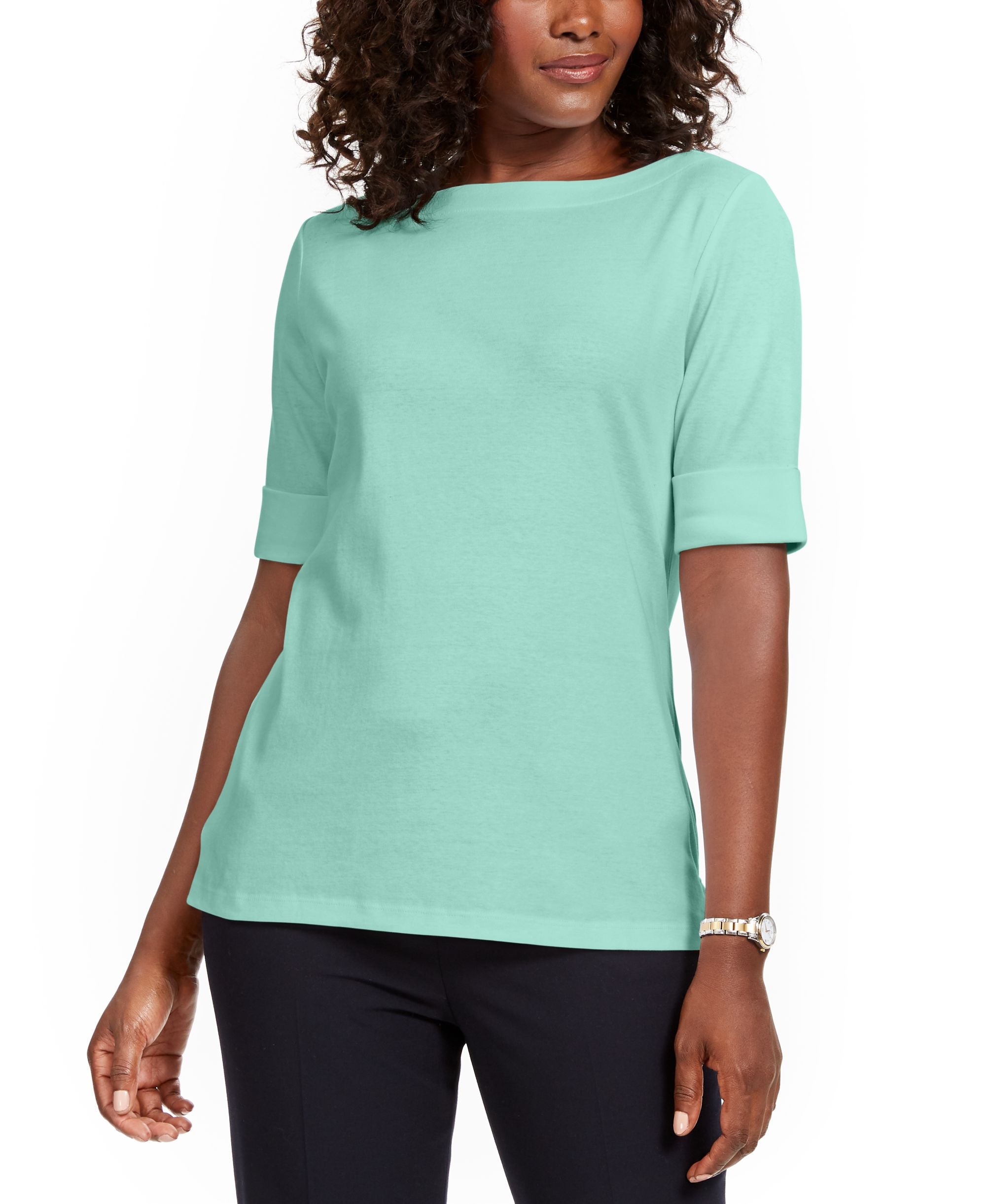 Cotton Boat-Neck Top