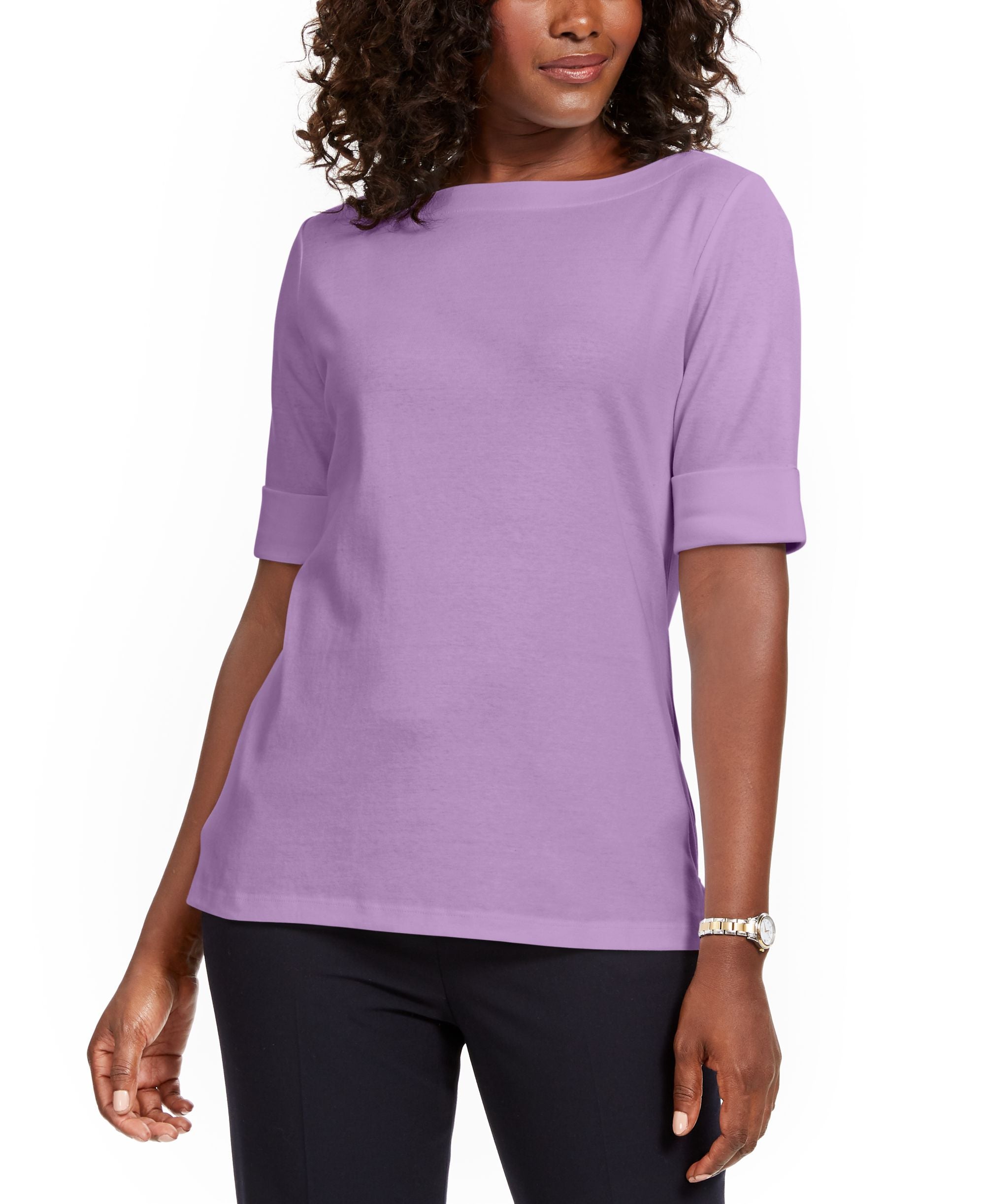 Petite Cotton Elbow-Sleeve T-Shirt