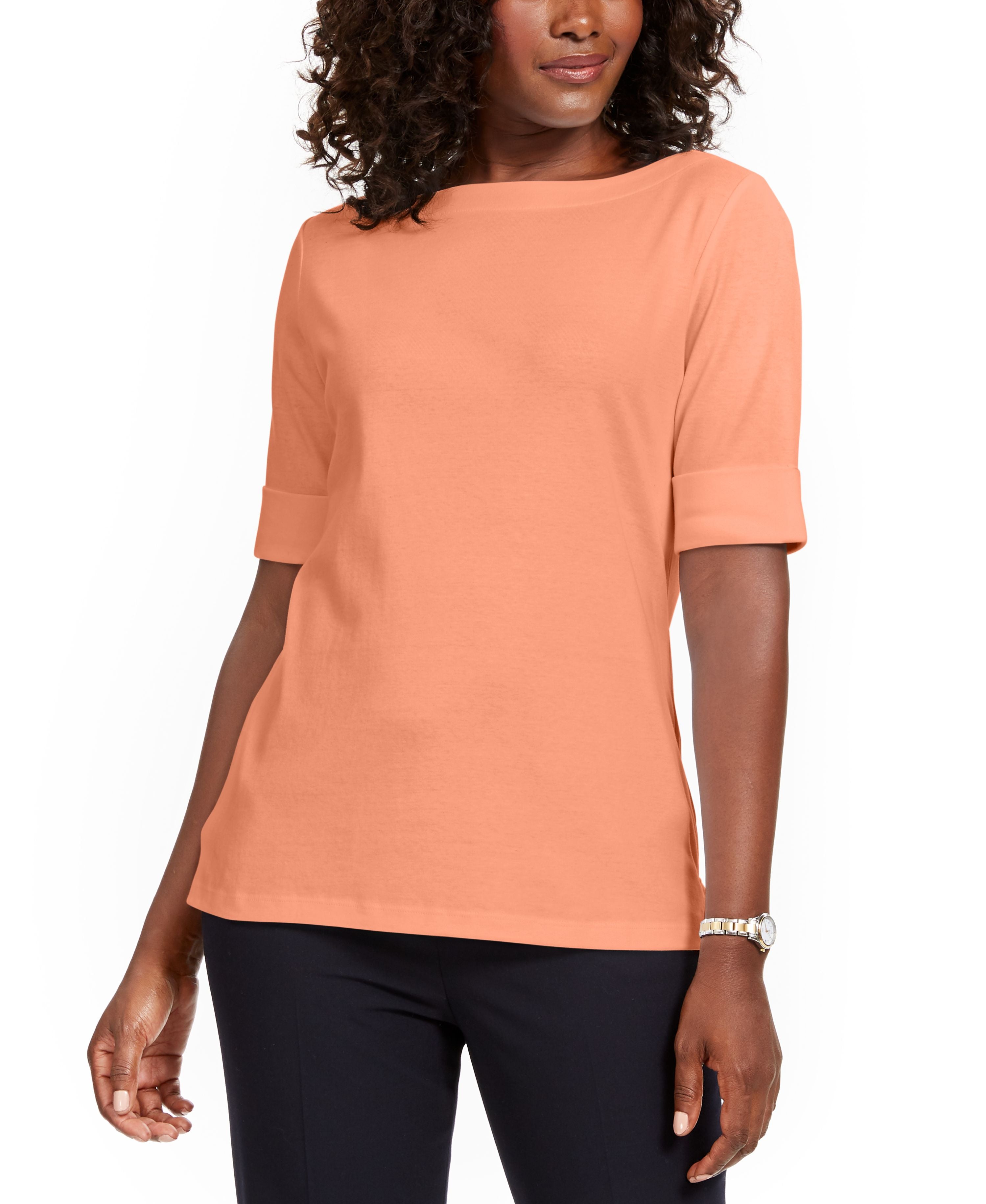 Cotton Boat-Neck Top