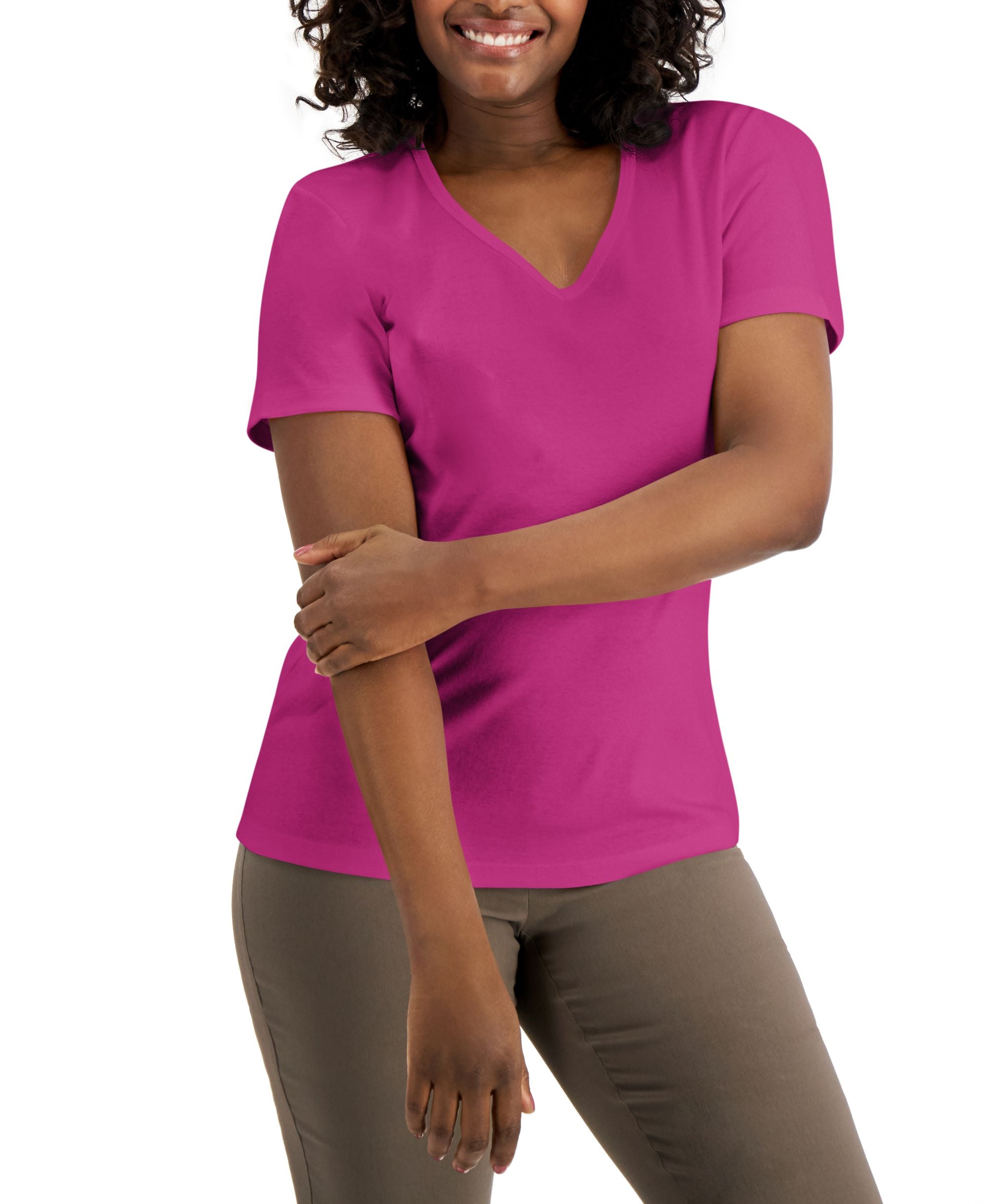 Karen Scott Cotton V Neck Top