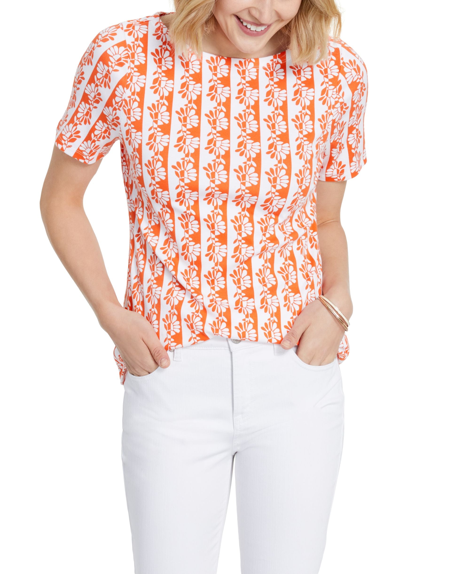 Charter Club Cotton Printed Boat-Neck Top