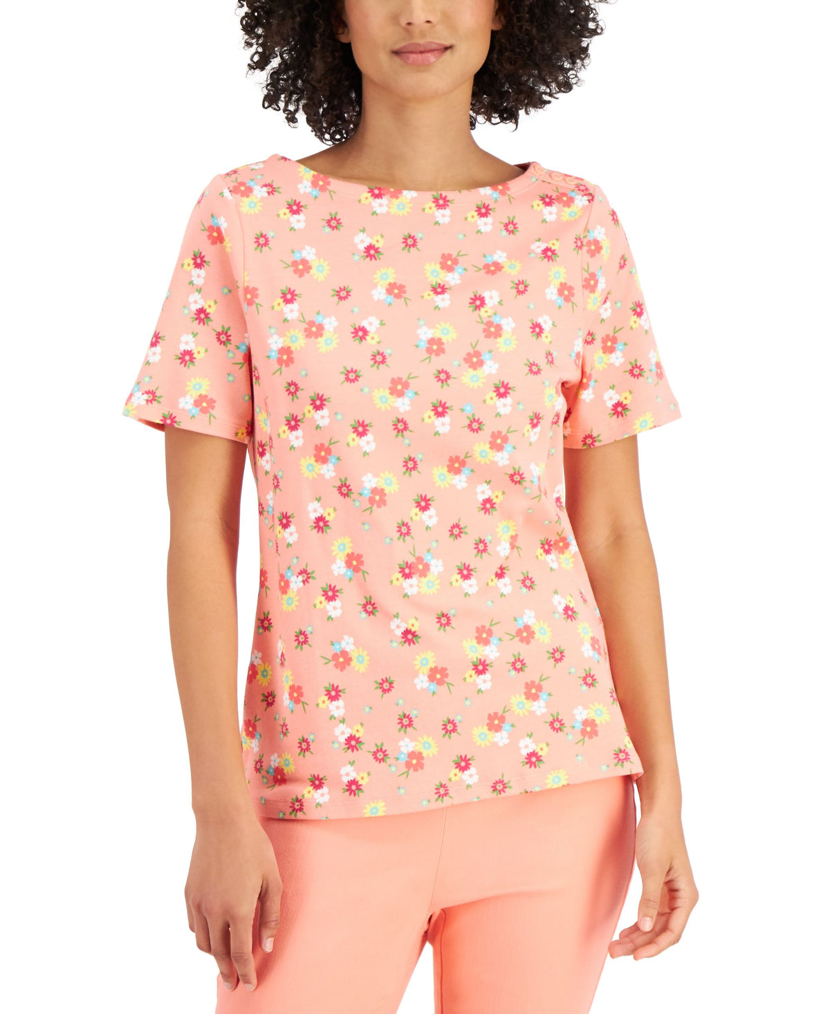 Charter Club Cotton Floral Print T-Shirt