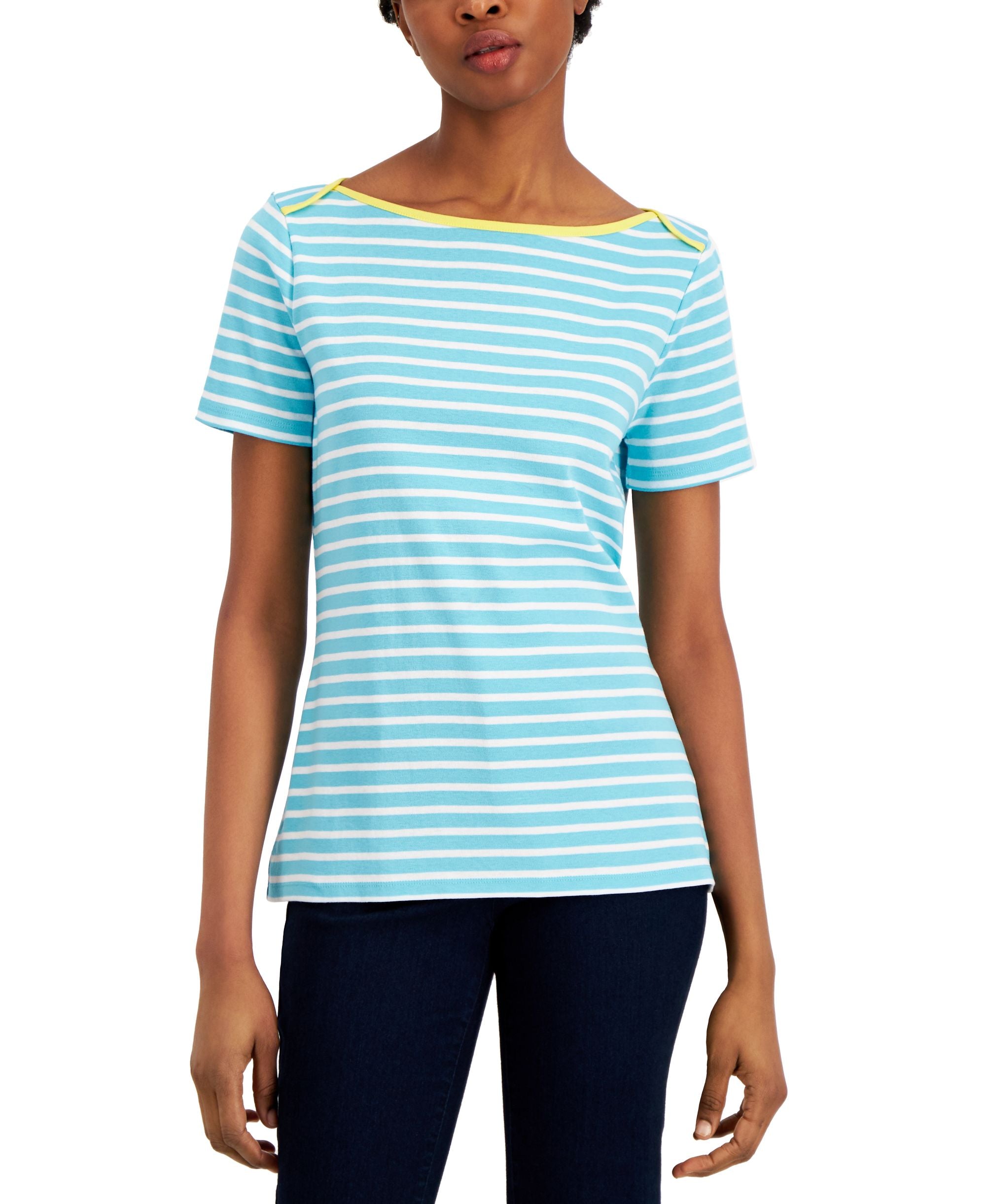 Charter Club Prima Knit Striped Boatneck Top