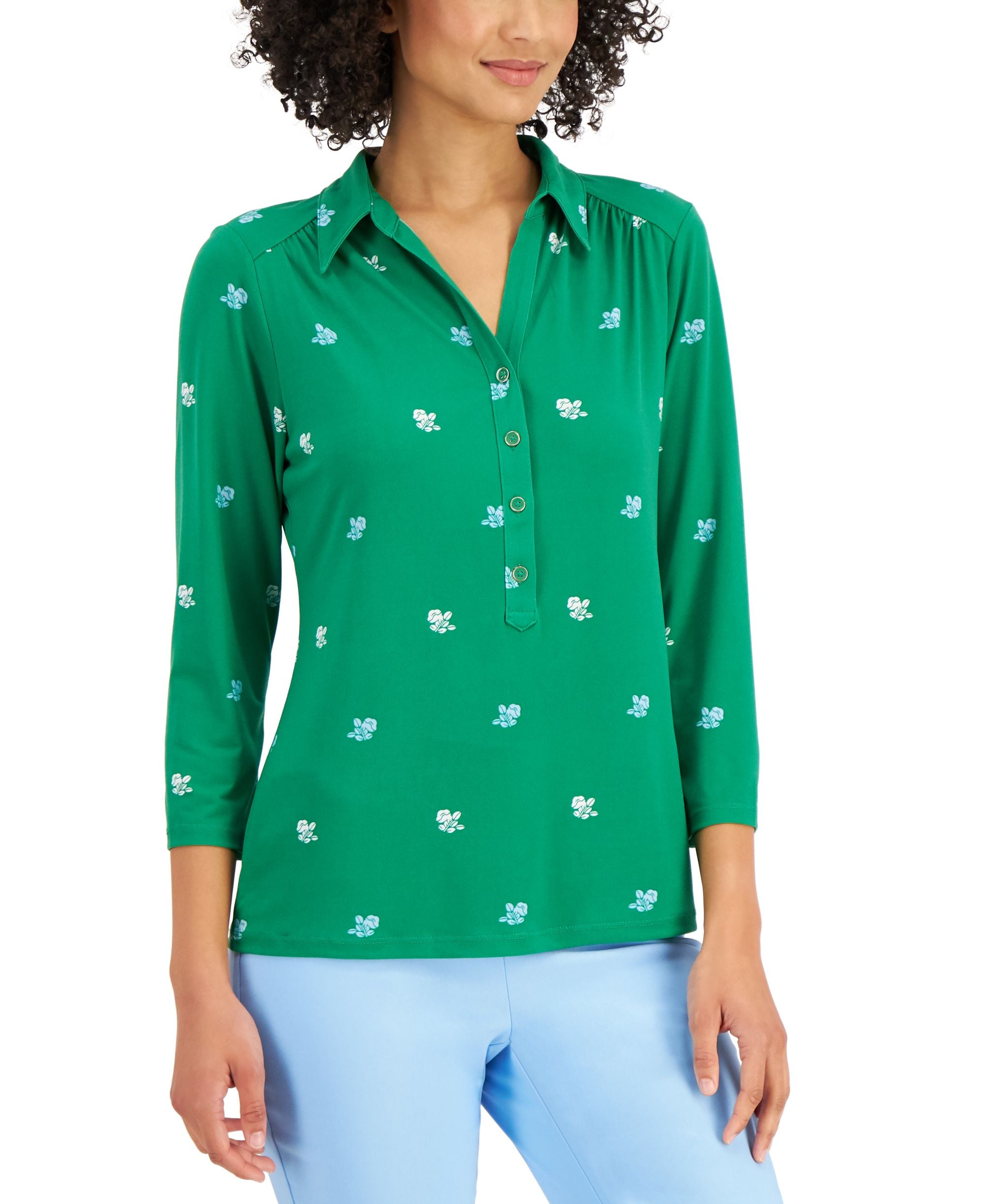 Charter Club Poppy Print Polo Shirt