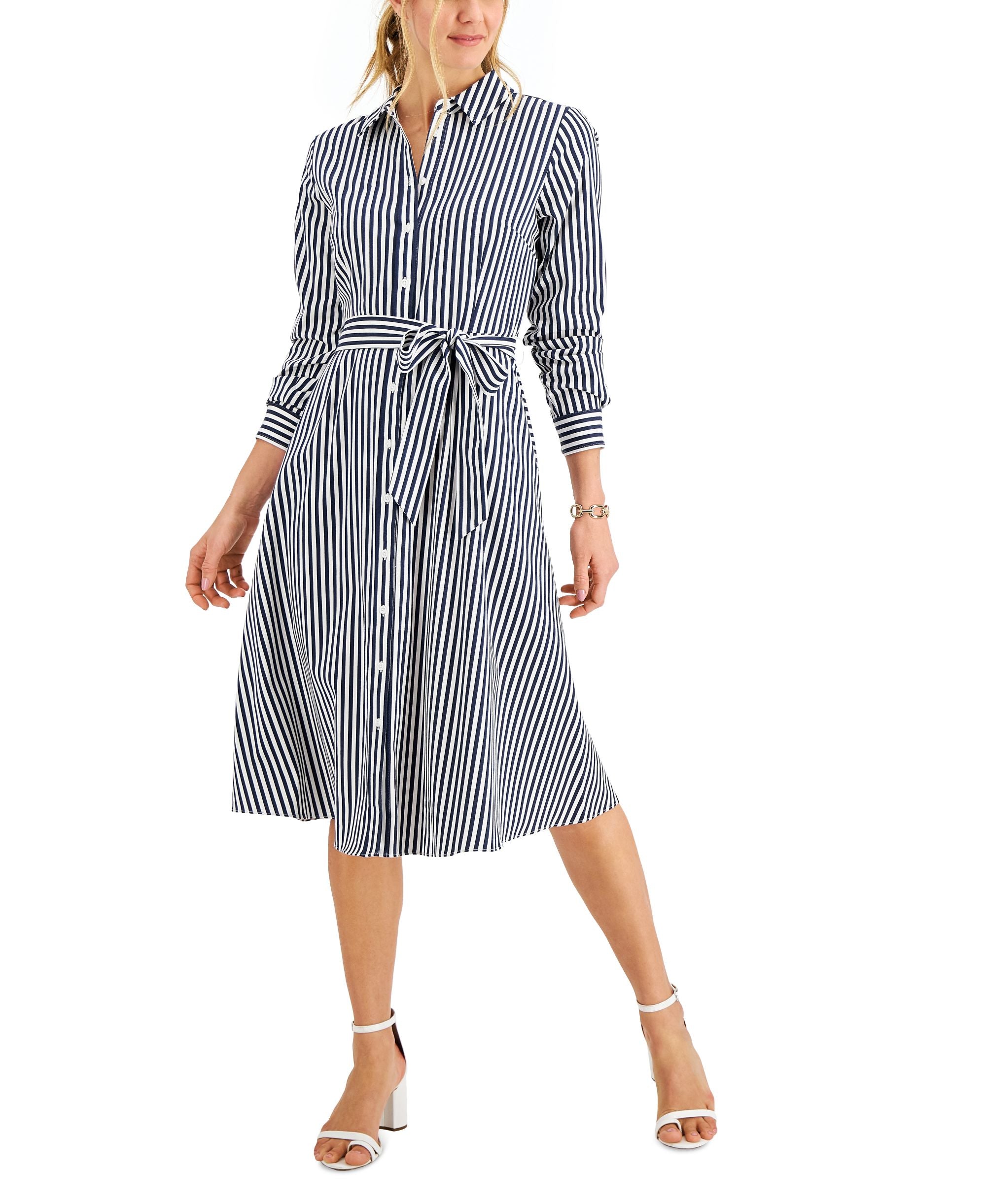 Charter Club Woven Striped Shirtdress