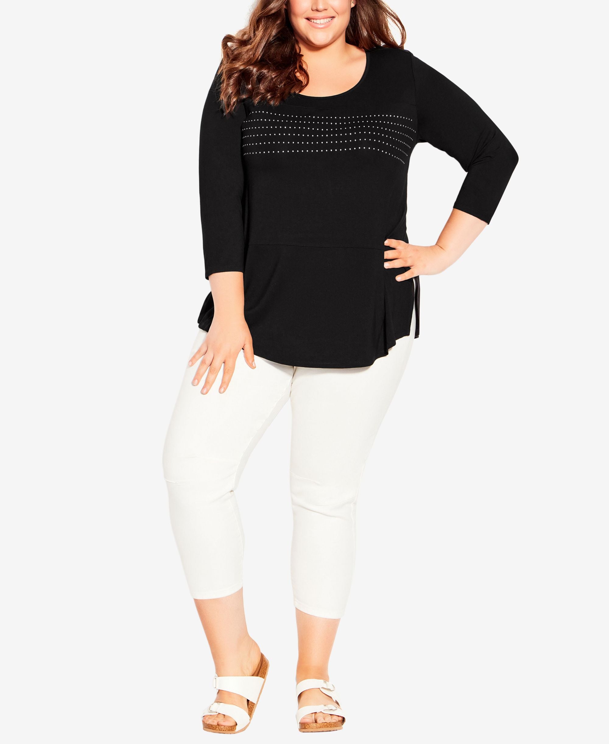 Plus Size Heat Stud Plain Top