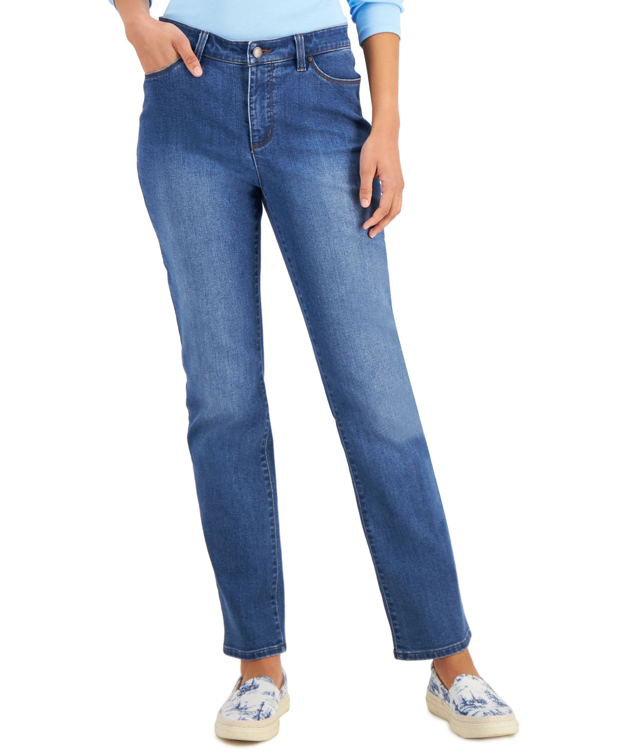Charter Club Womens Lexington Tummy Control Straight Leg Jeans