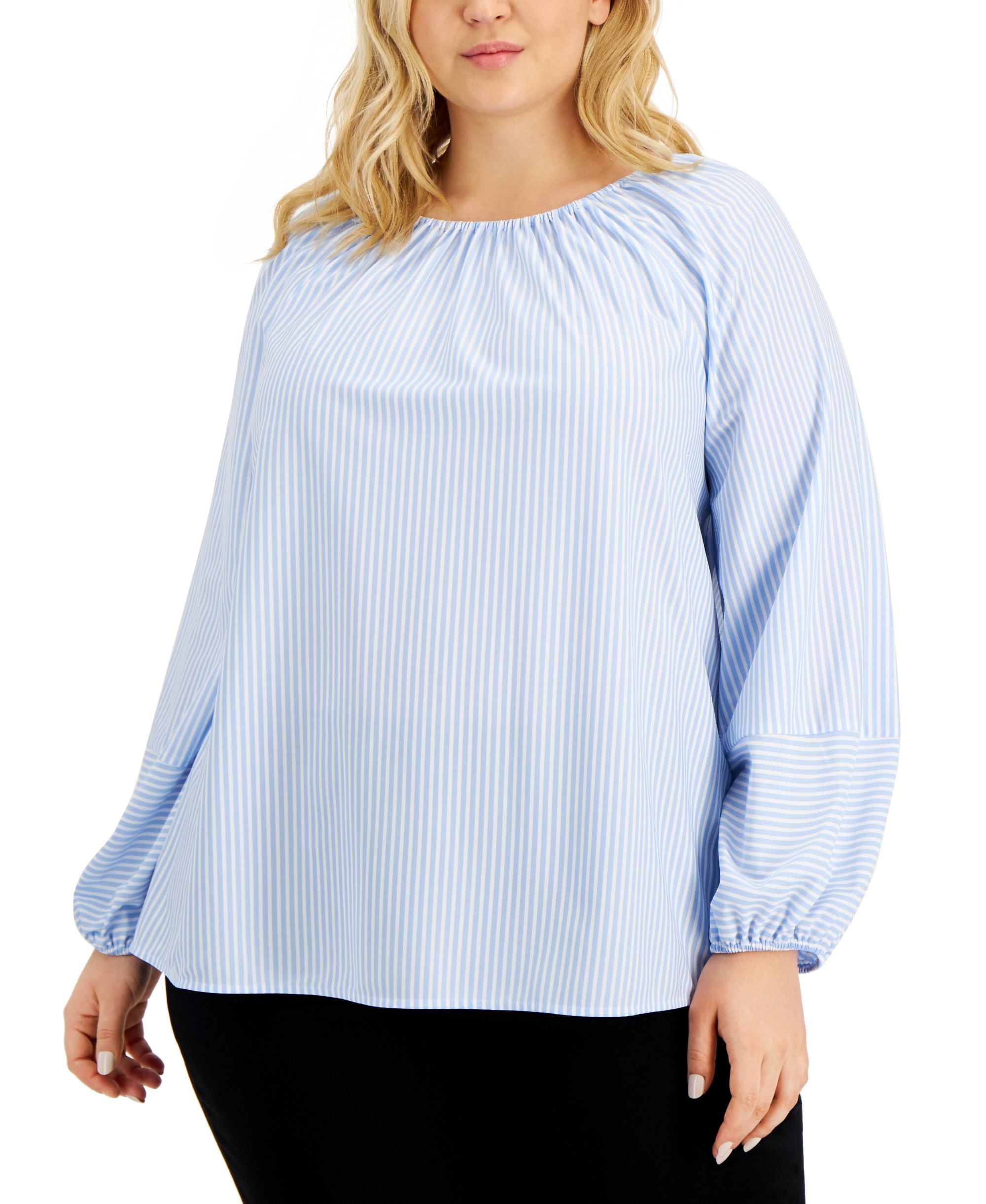 Alfani Plus Size Striped Convertible Top