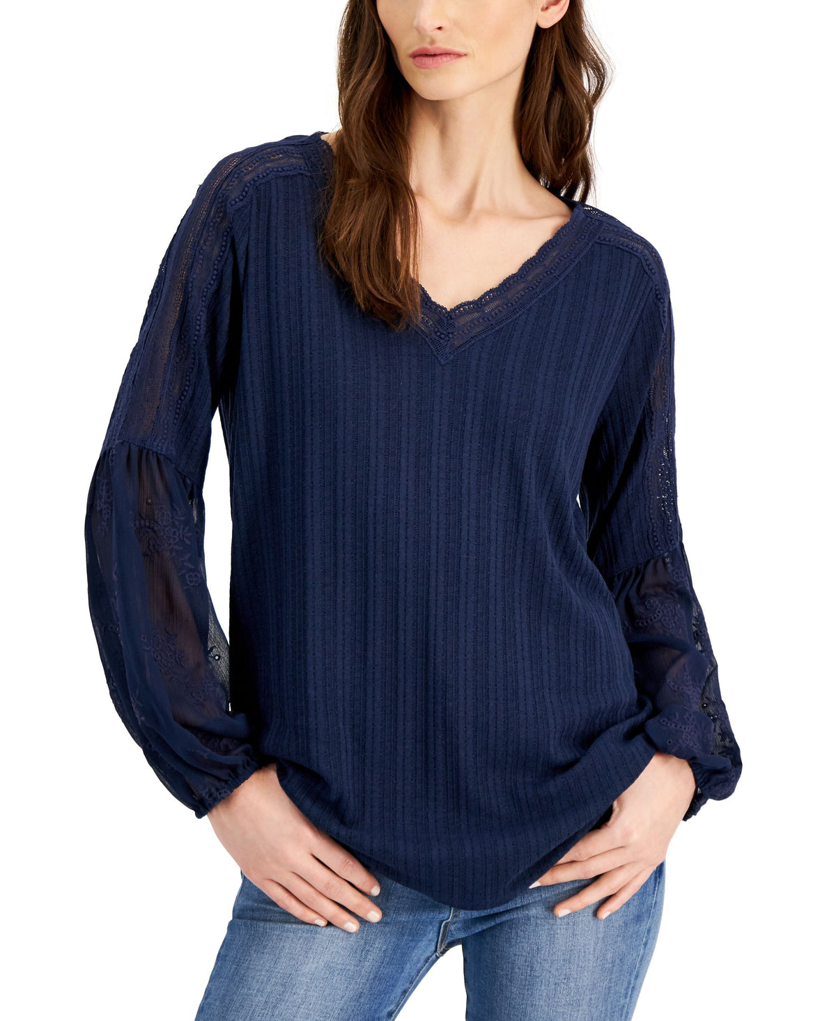 Fever Embroidered Knit Top