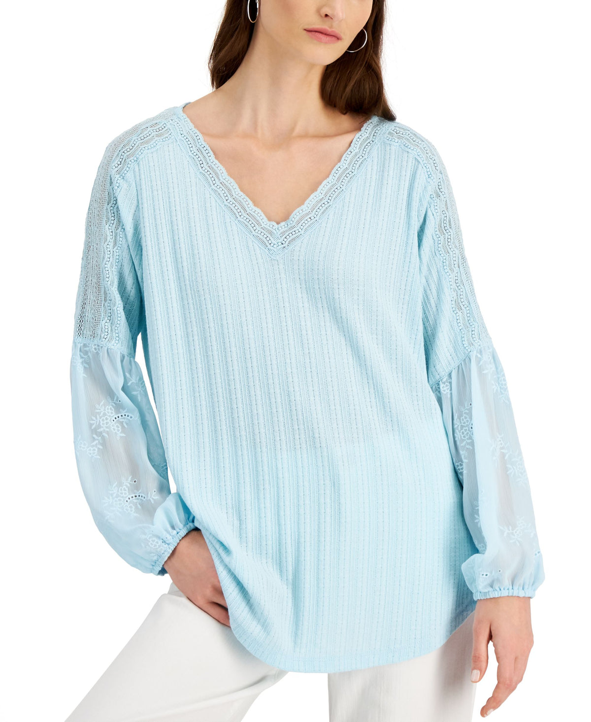 Fever Embroidered Knit Top