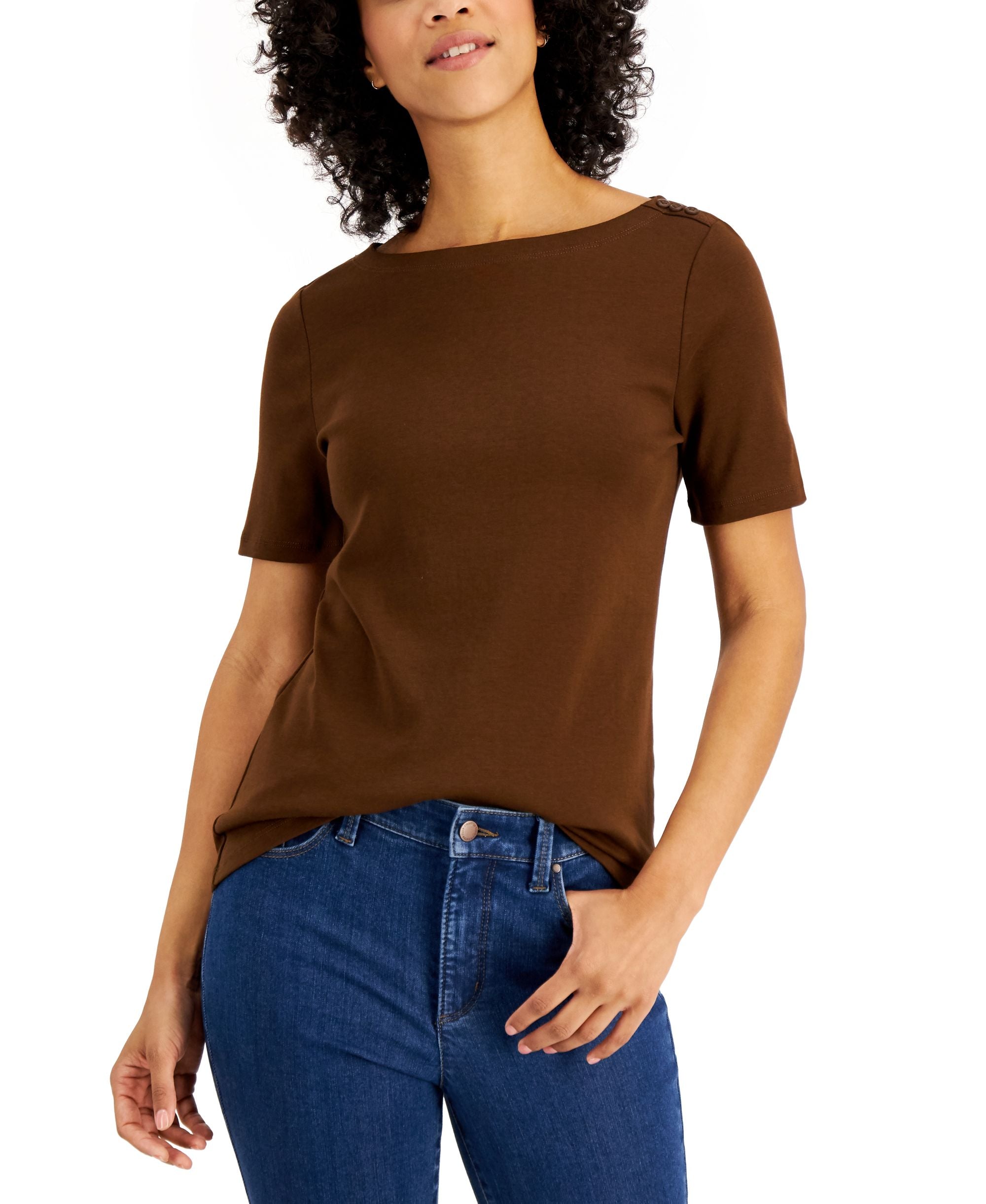 Charter Club Cotton Boat-Neck Top