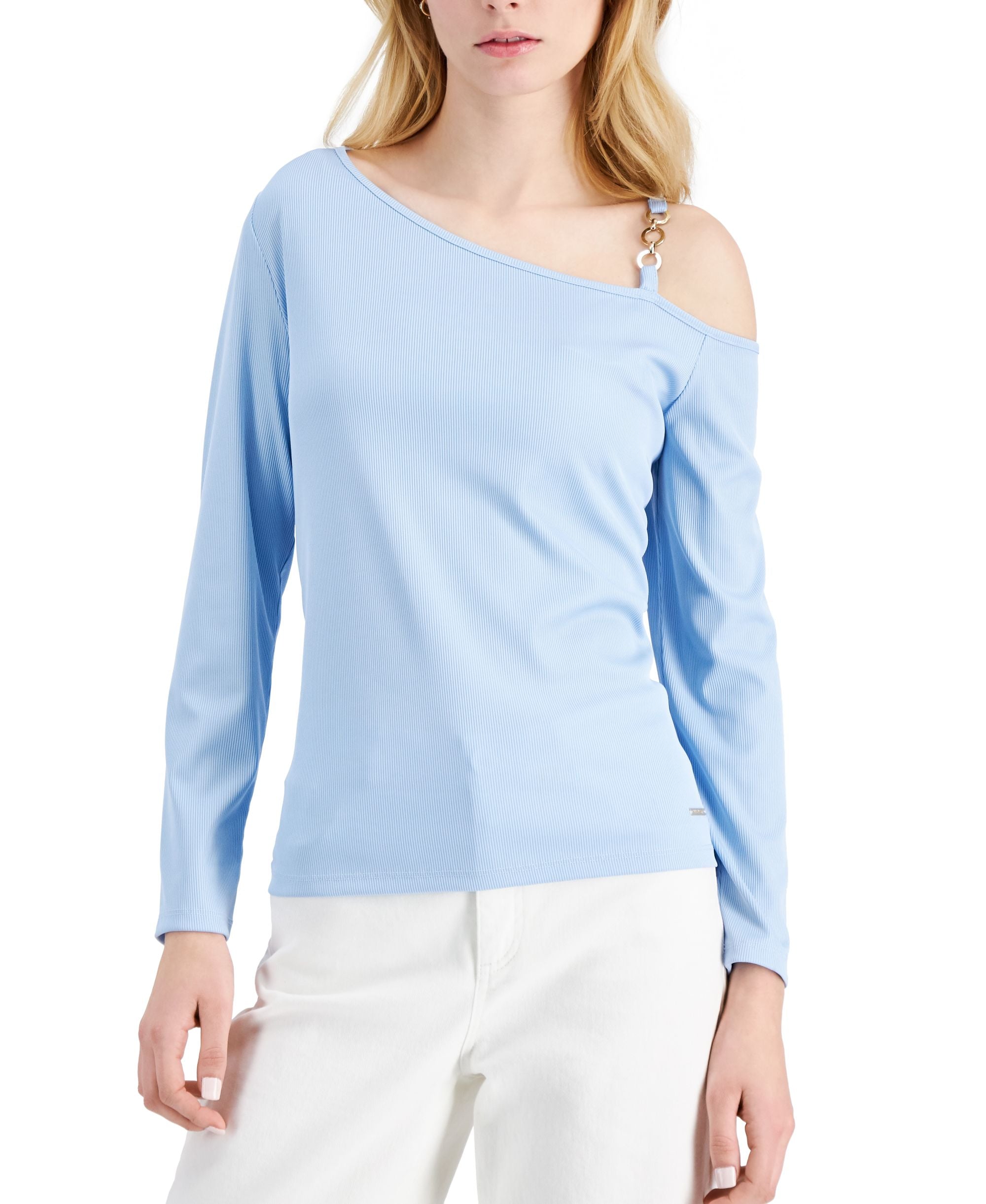 Nine West Embellished One Shoulder Top