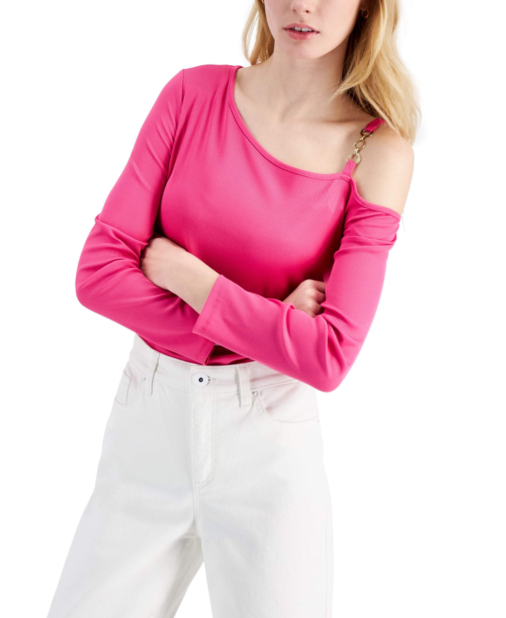 Nine West Embellished One Shoulder Top