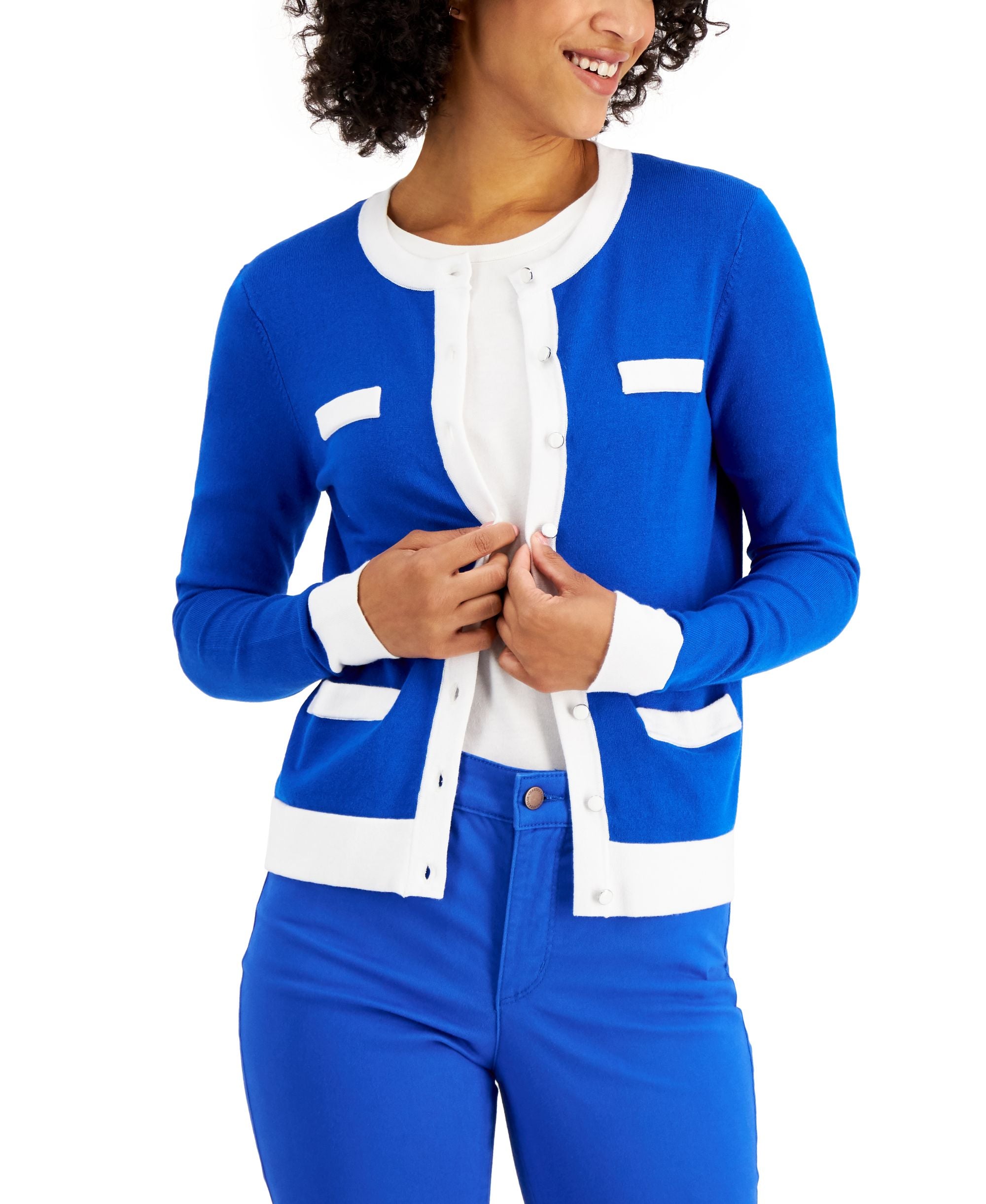 Charter Club Womens Colorblocked Cardigan