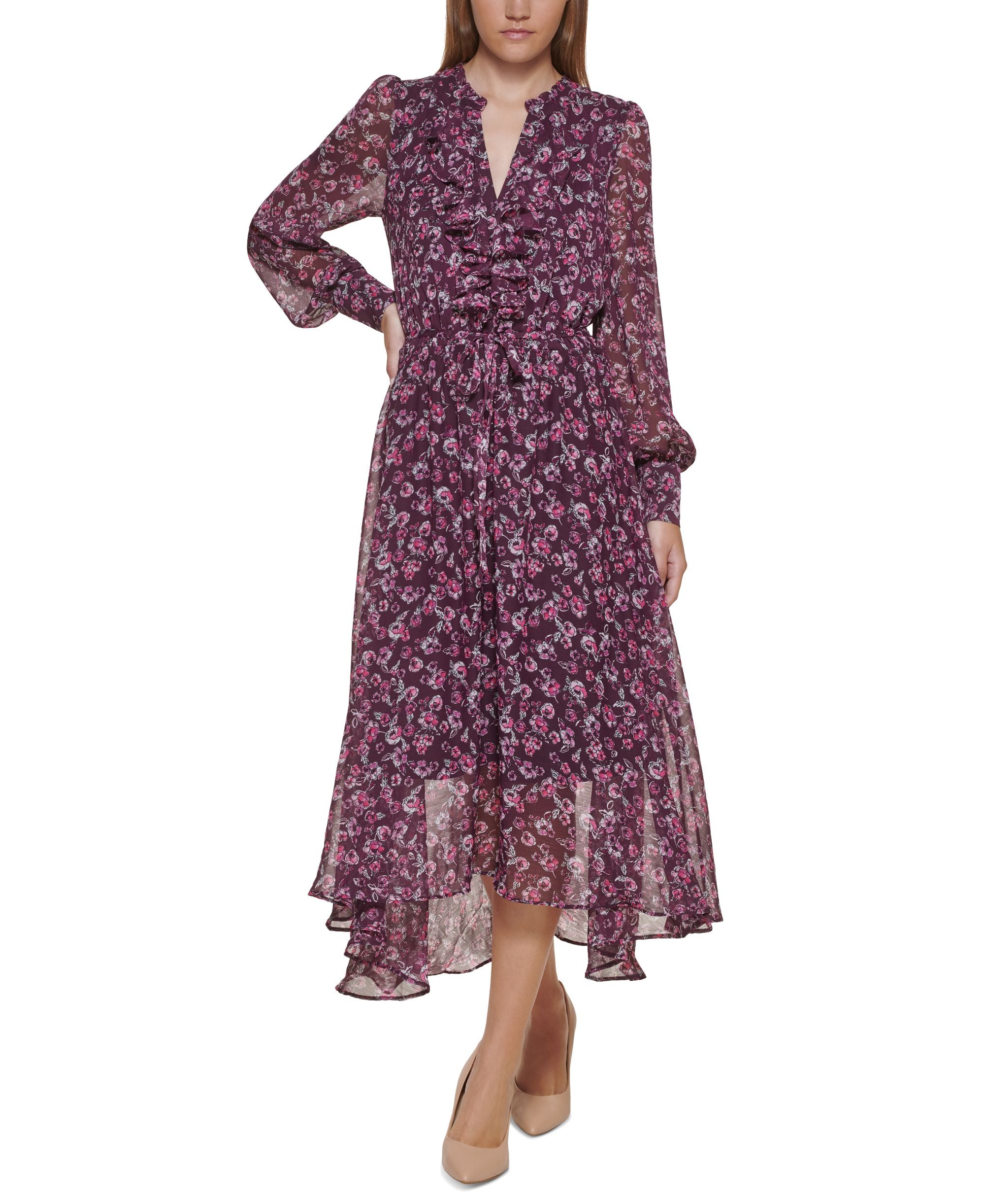 Karl Lagerfeld Paris Floral Print Midi Dress