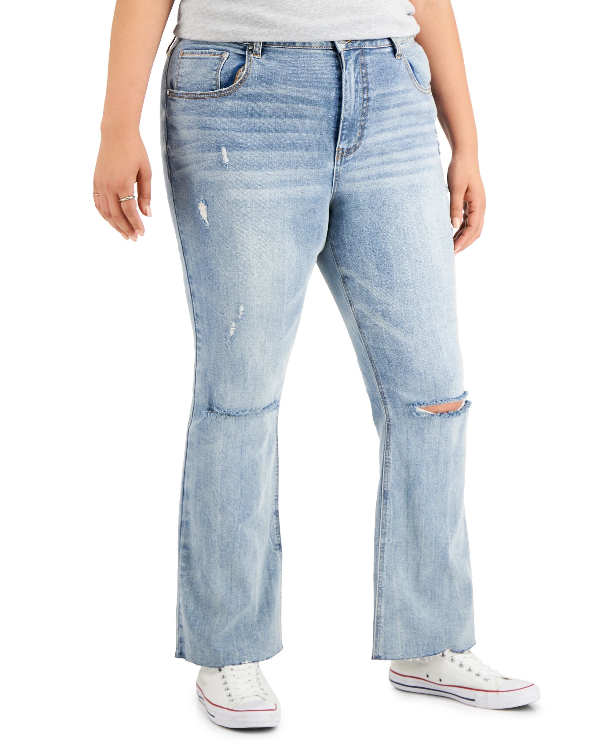 Tinseltown Trendy Plus Size High Rise Flared Leg Jeans