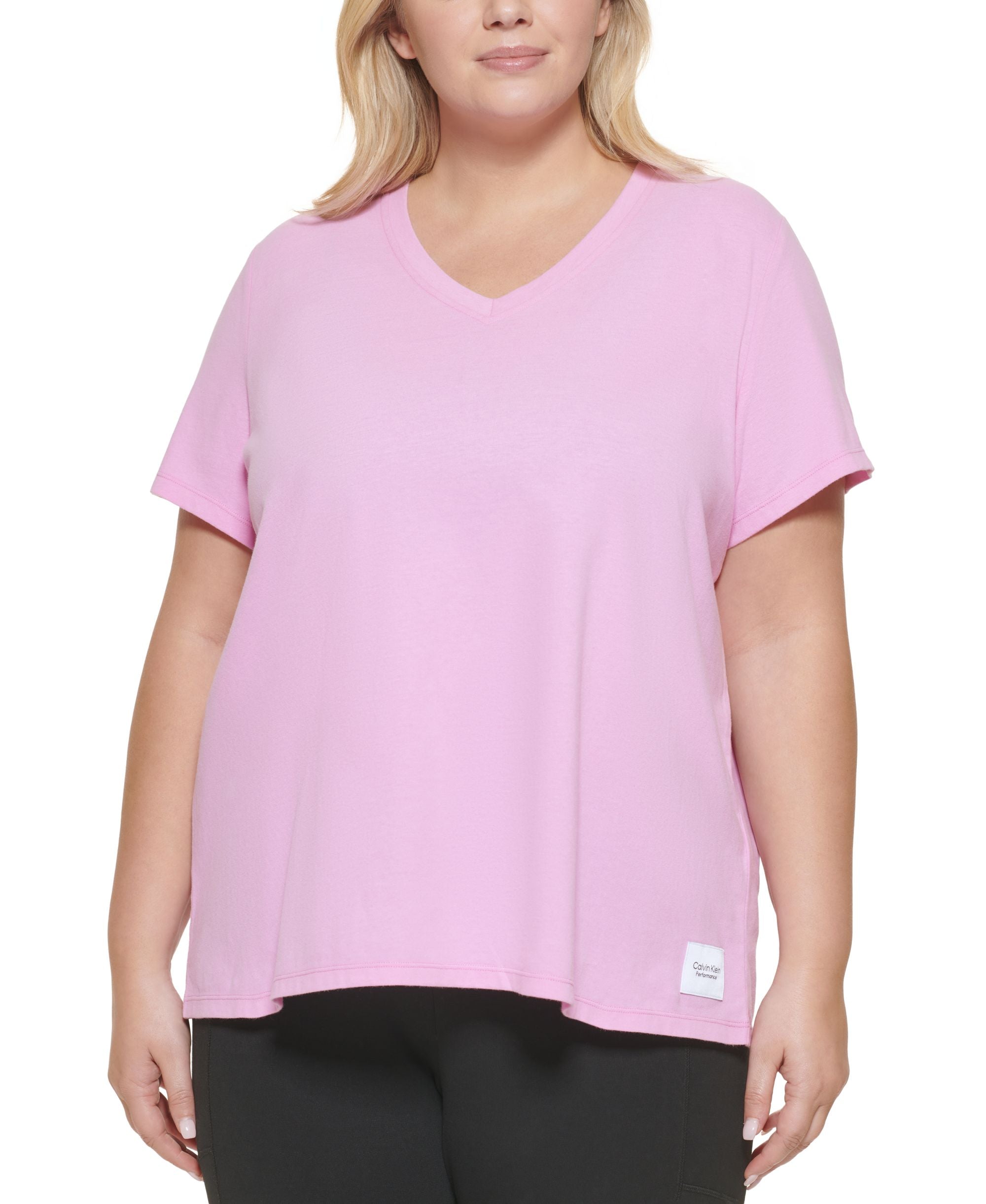 Calvin Klein Performance Womens Plus V-Neck Fitness Pullover Top