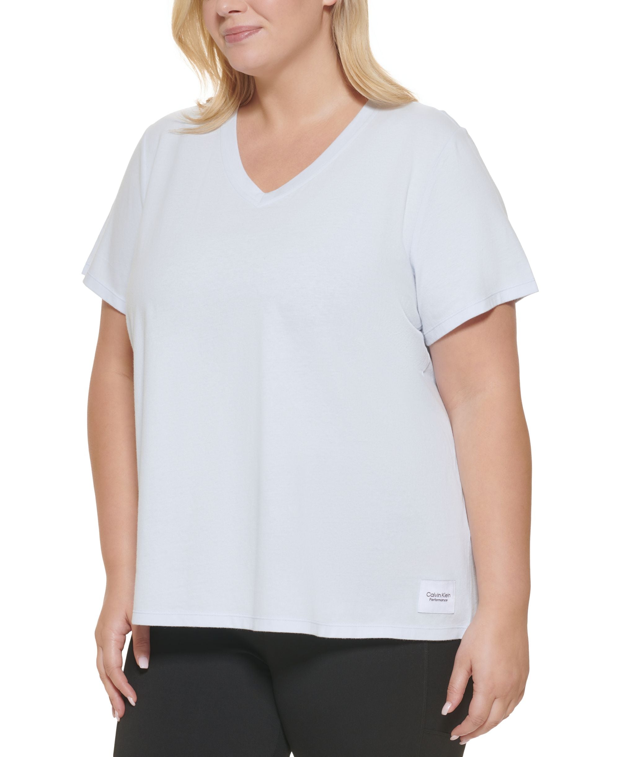 Calvin Klein Performance Womens Plus V-Neck Fitness Pullover Top