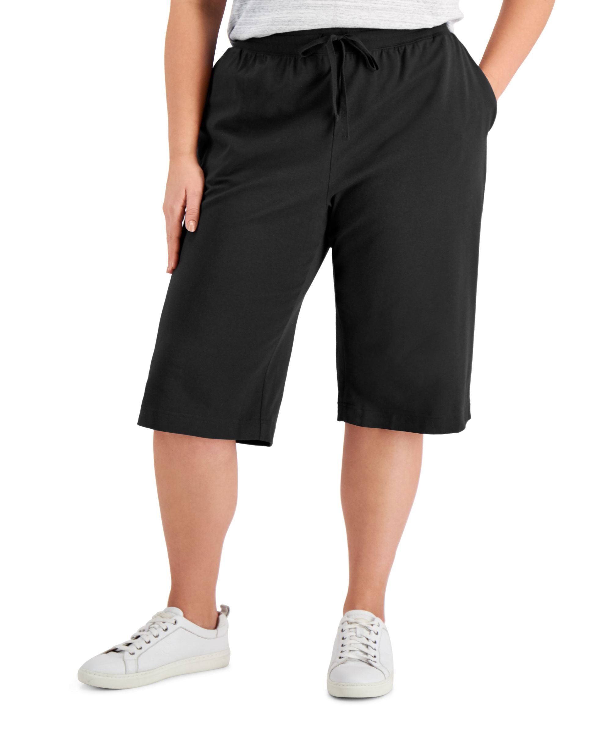 Karen Scott Plus Size Drawstring Skimmer Shorts