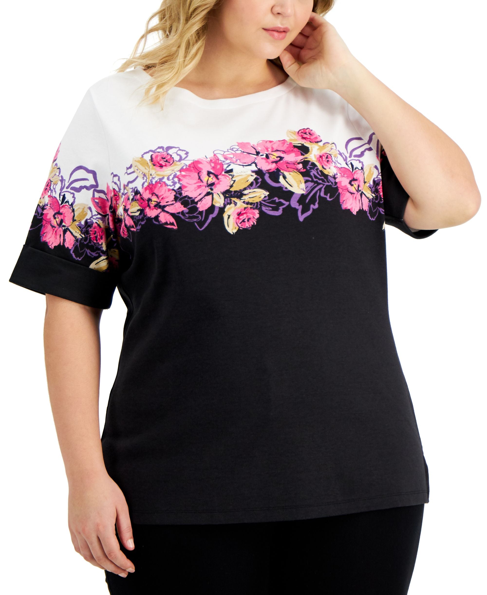 Karen Scott Plus Size Valerie Floral Top