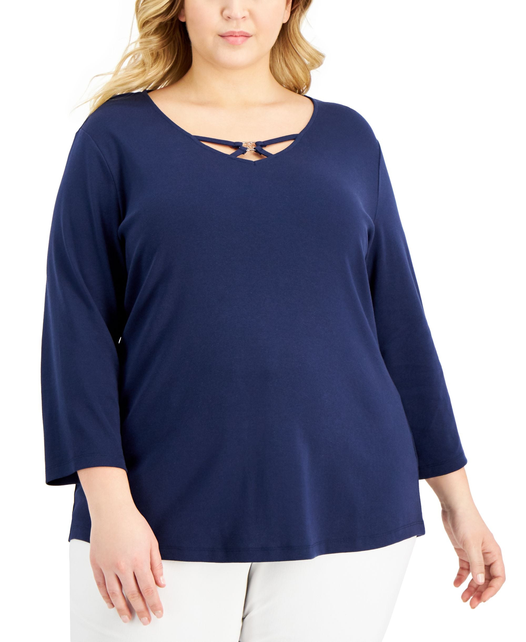Karen Scott Plus Size Cotton Double Hardware Tunic