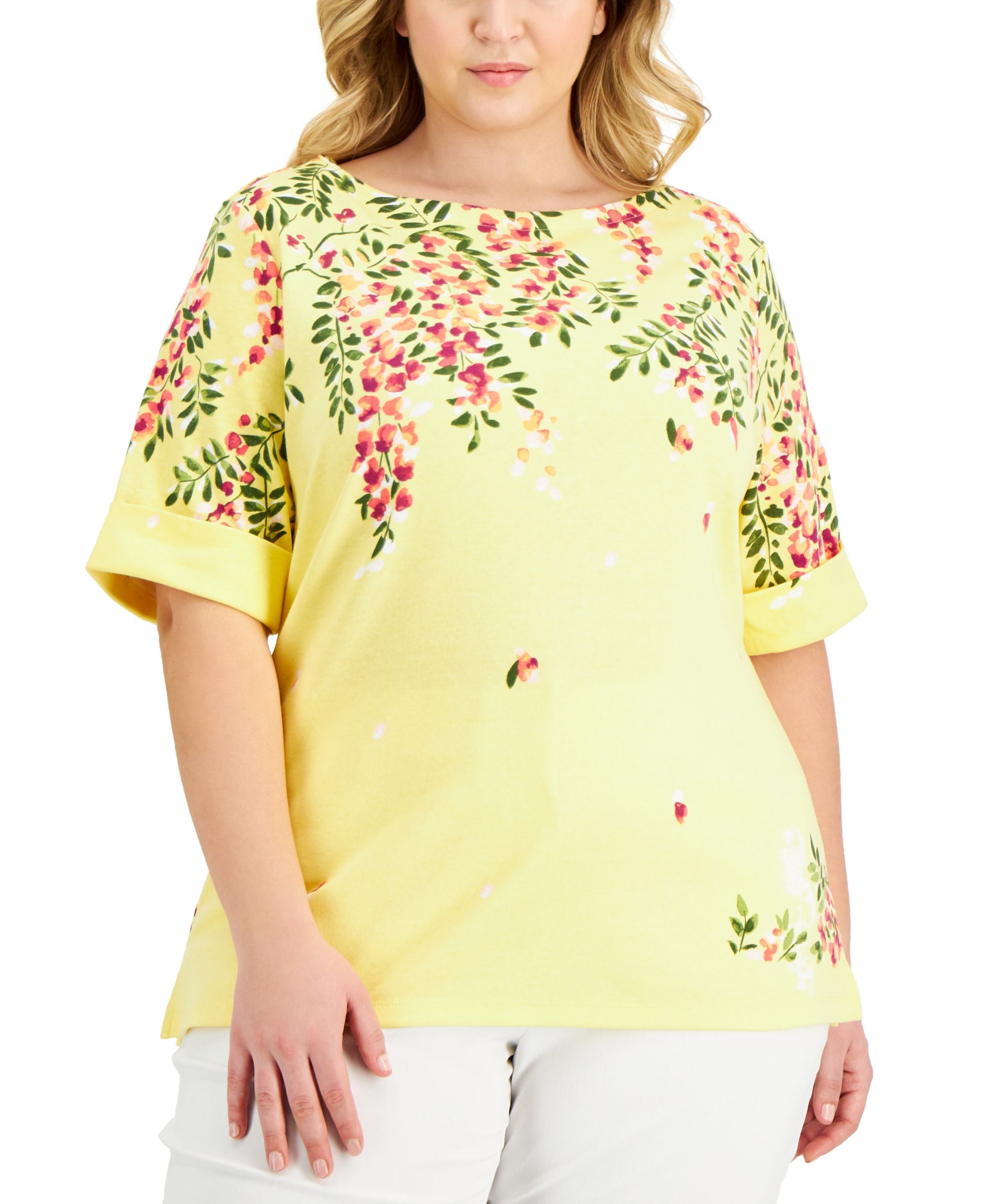 Karen Scott Plus Size Boat Neck Top