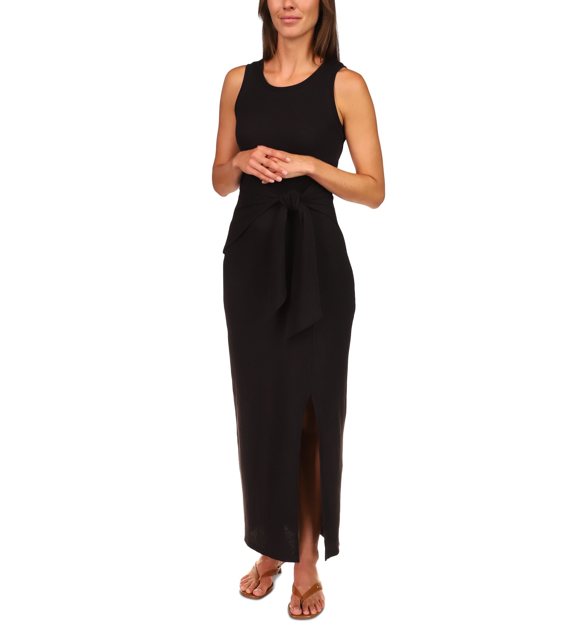 Michael Michael Kors Waffle-Knit Tie-Waist Maxi Dress