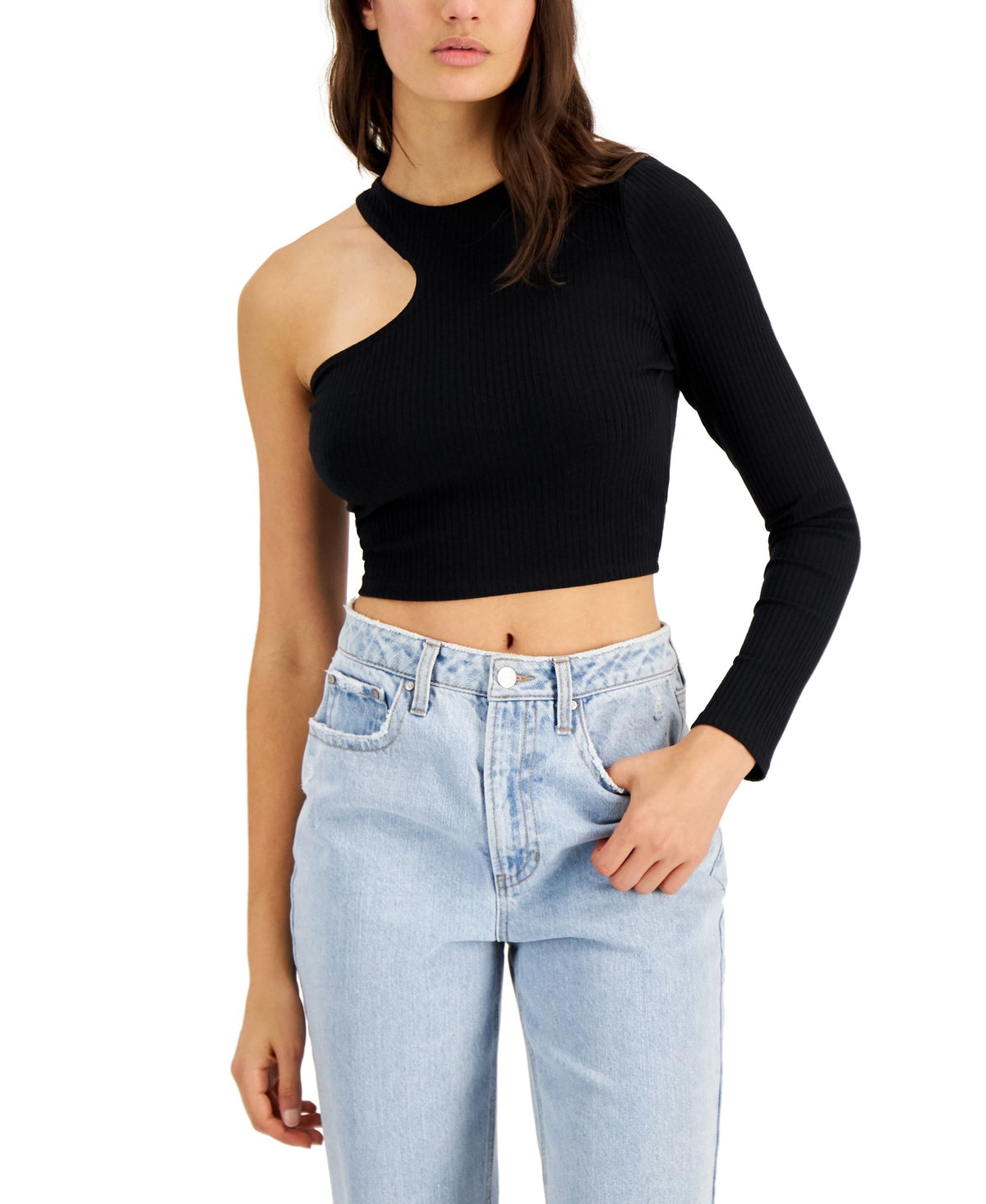 Bar III One Shoulder Crop Top