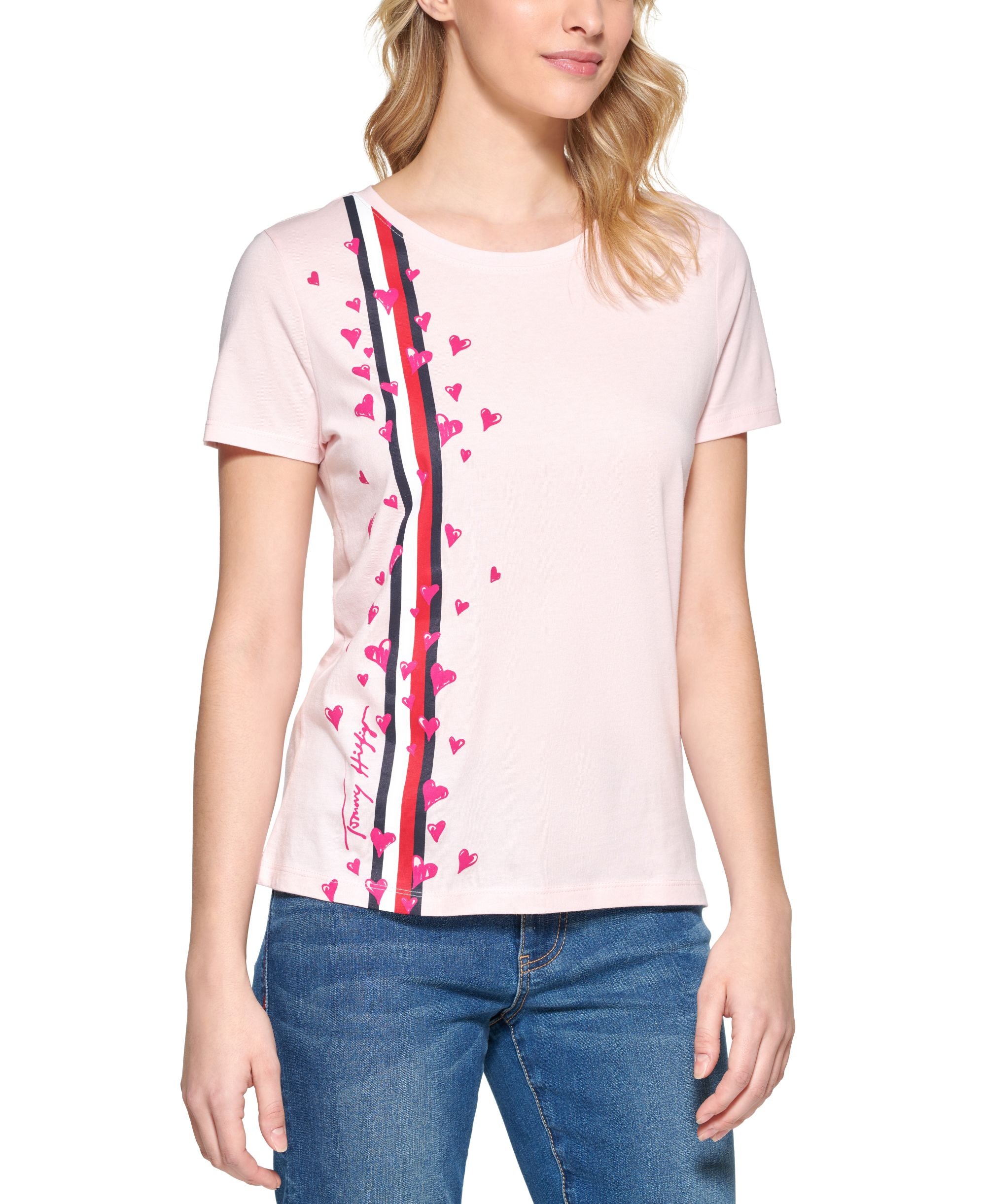 Tommy Hilfiger Heart Print Stripe T-Shirt