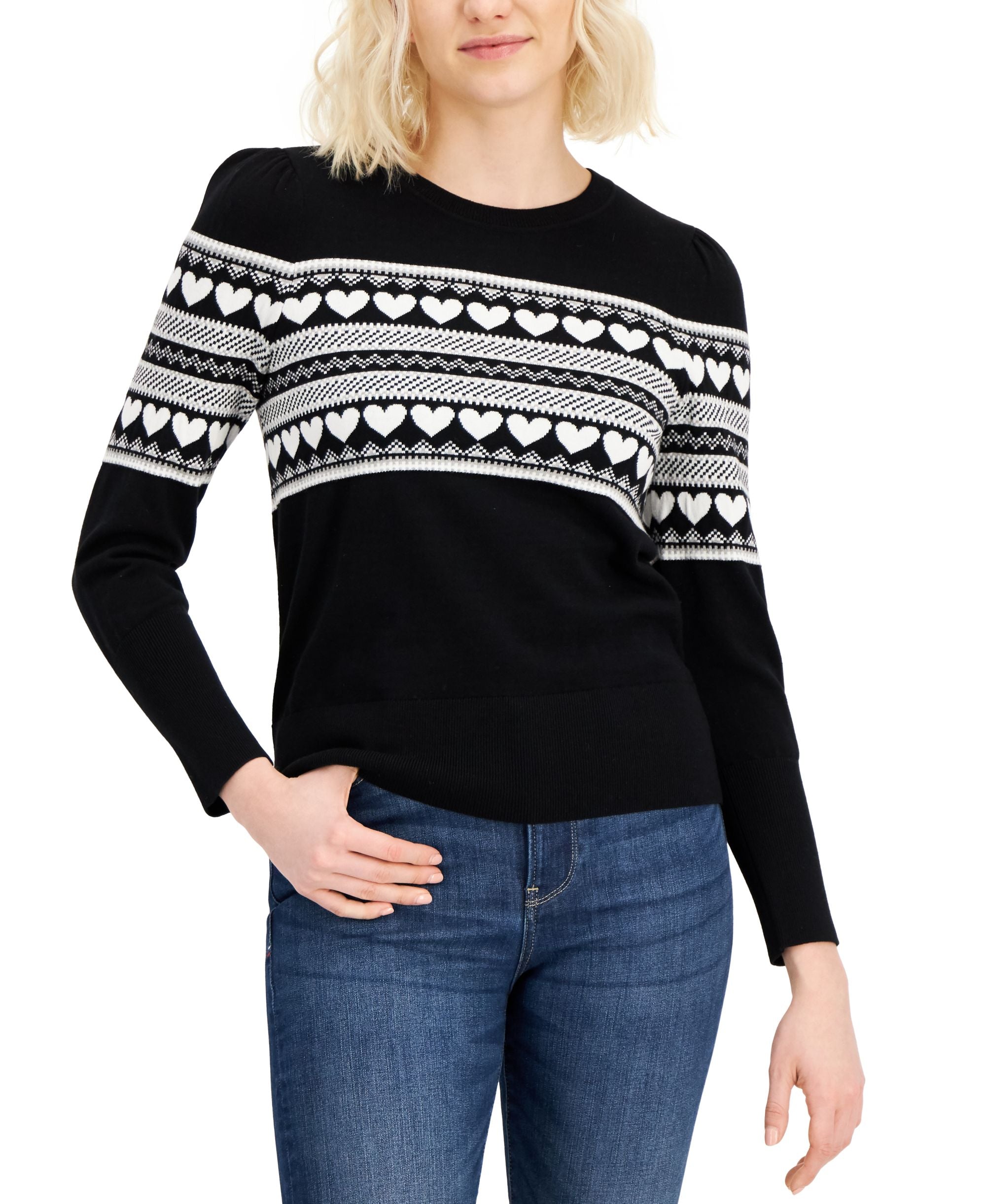 Fair-Isle Heart Crewneck Sweater