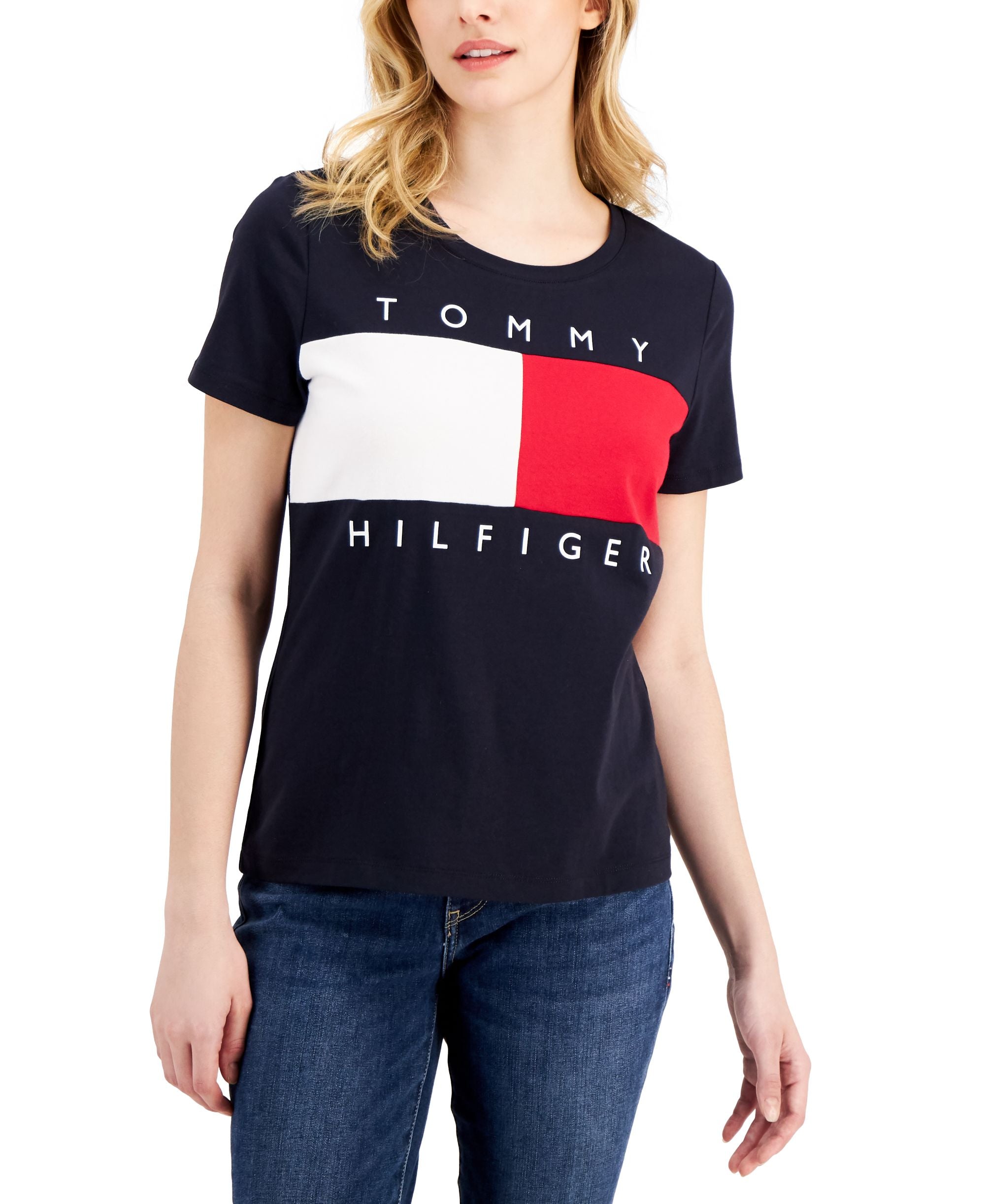 Tommy Hilfiger Womens Cotton Argyle Print Layered Look Sweater