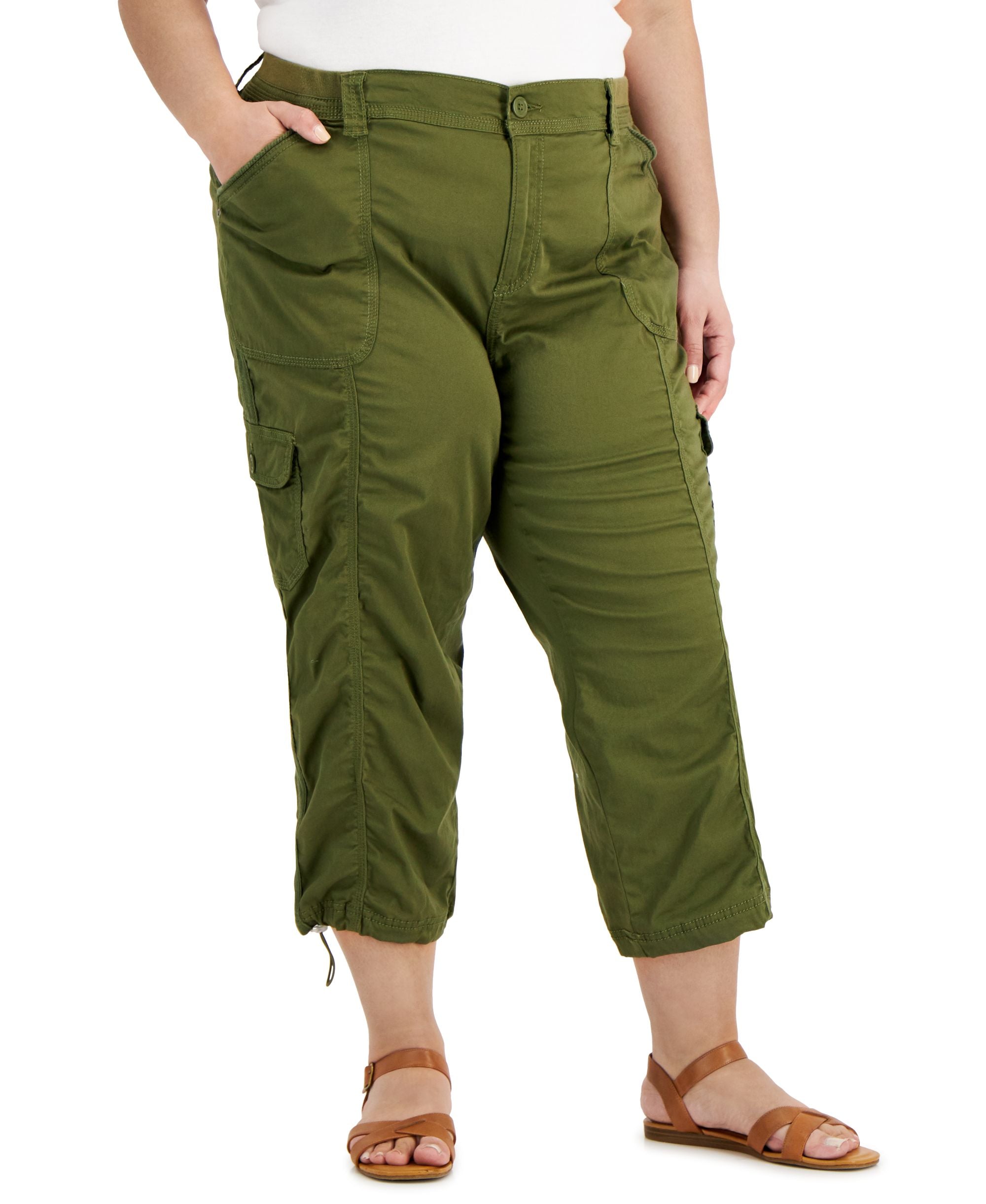 Plus Size Bungee-Hem Capri Pants