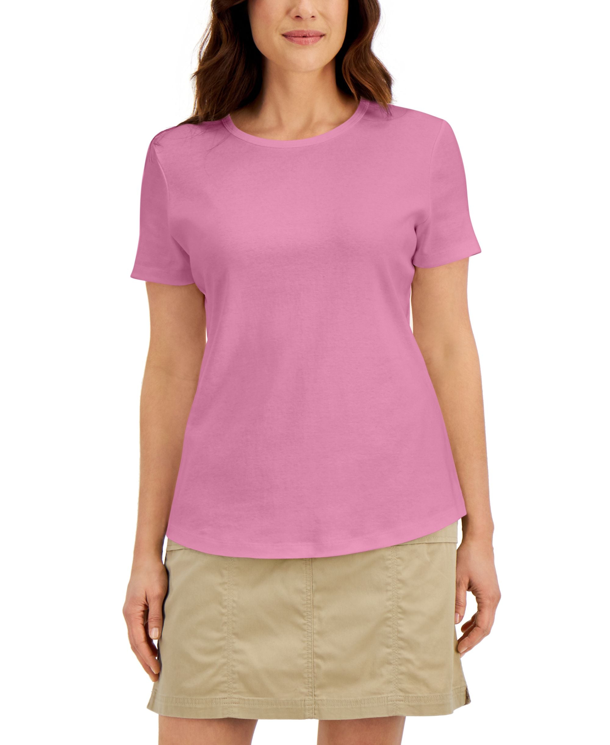 Karen Scott Cotton Short Sleeve Crewneck Top