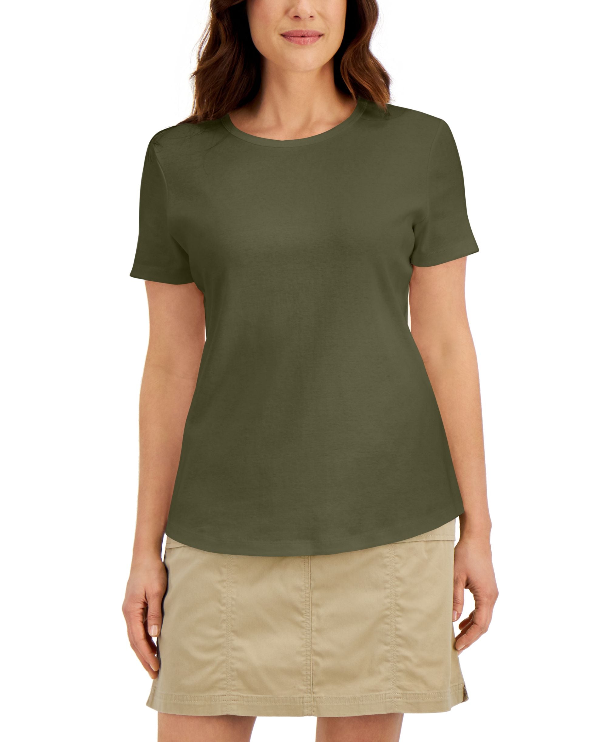 Karen Scott Cotton Short Sleeve Crewneck Top