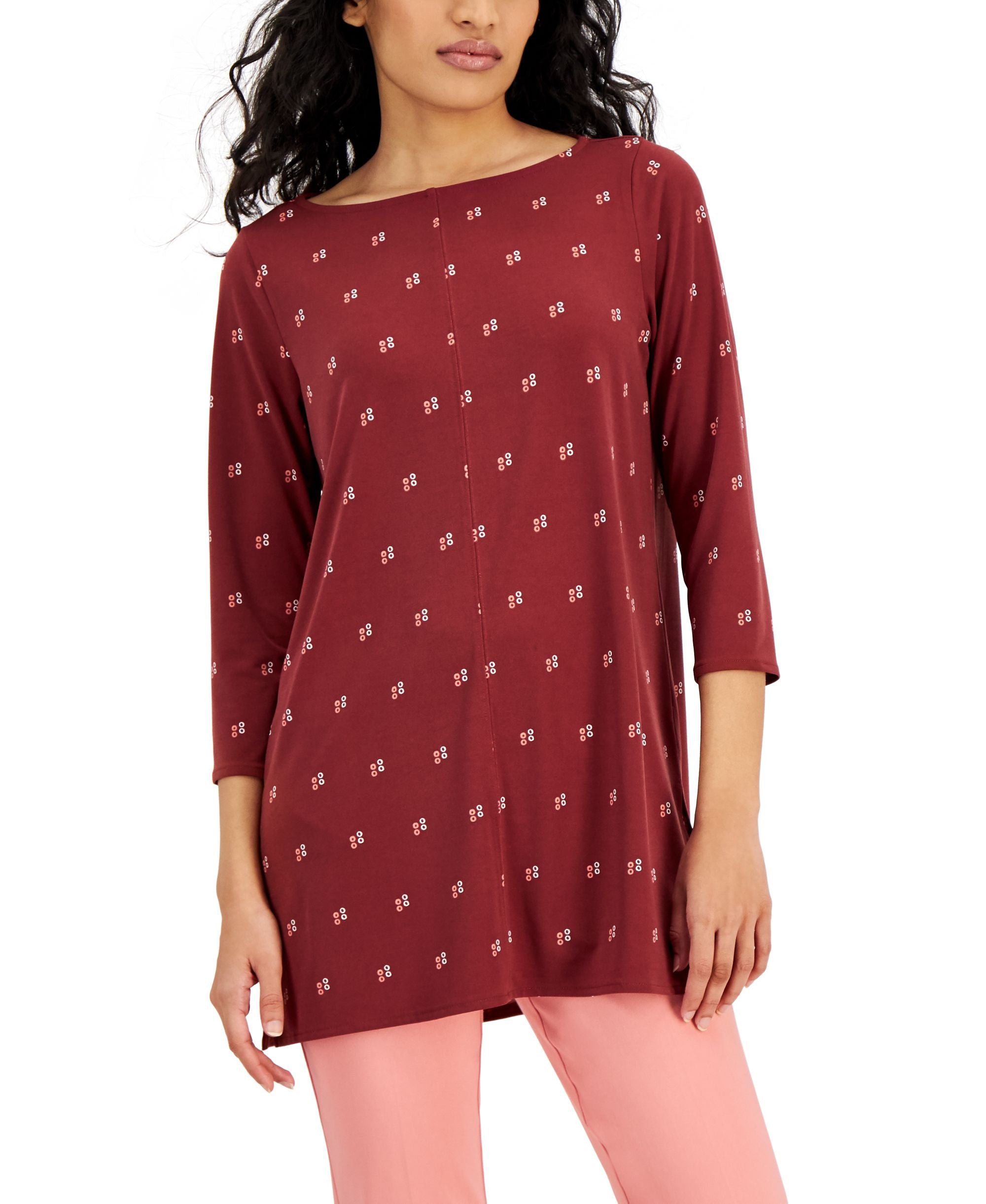 Alfani Petite Printed Boat Neck Tunic
