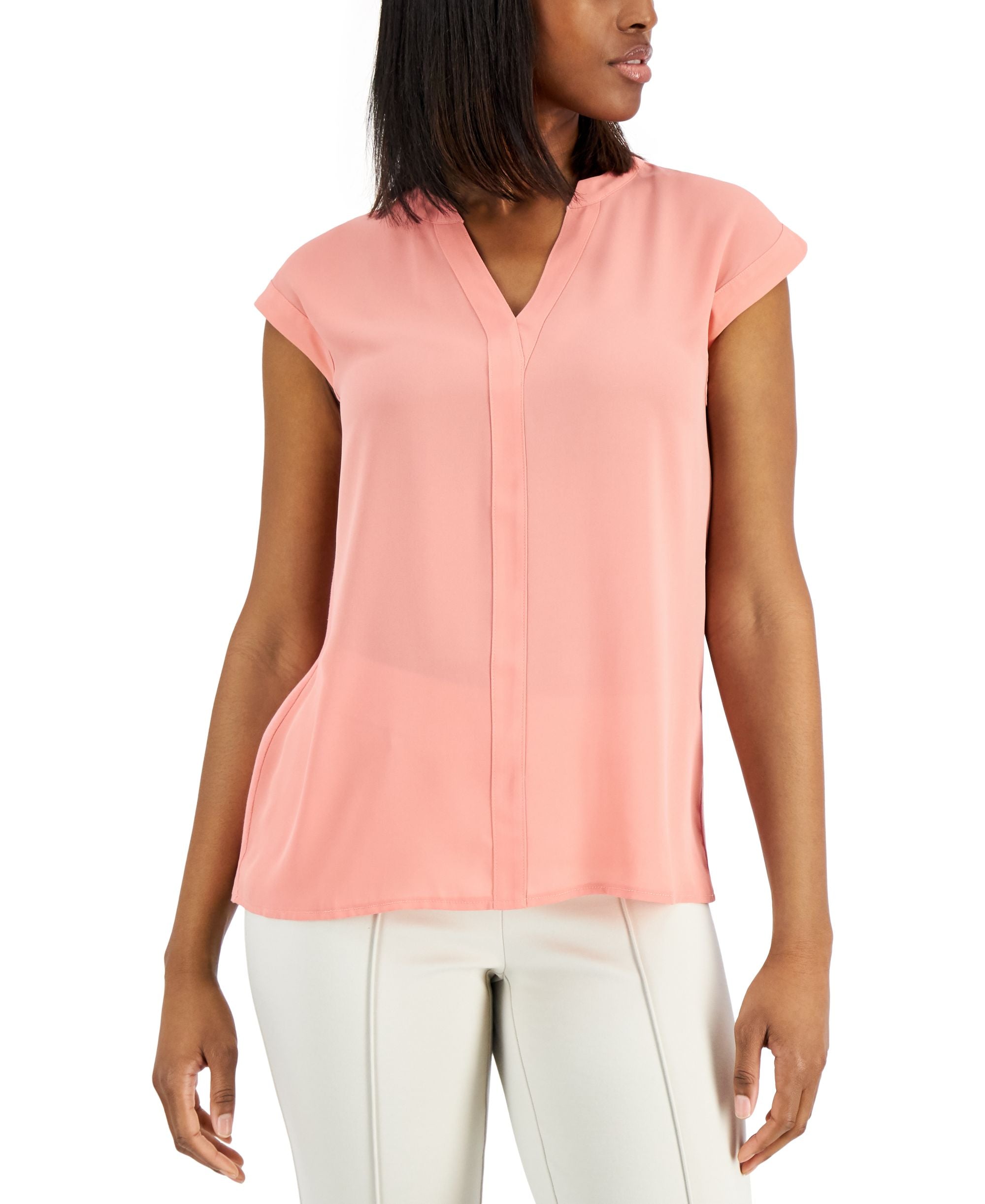 Alfani Mixed Media Cap Sleeve Top