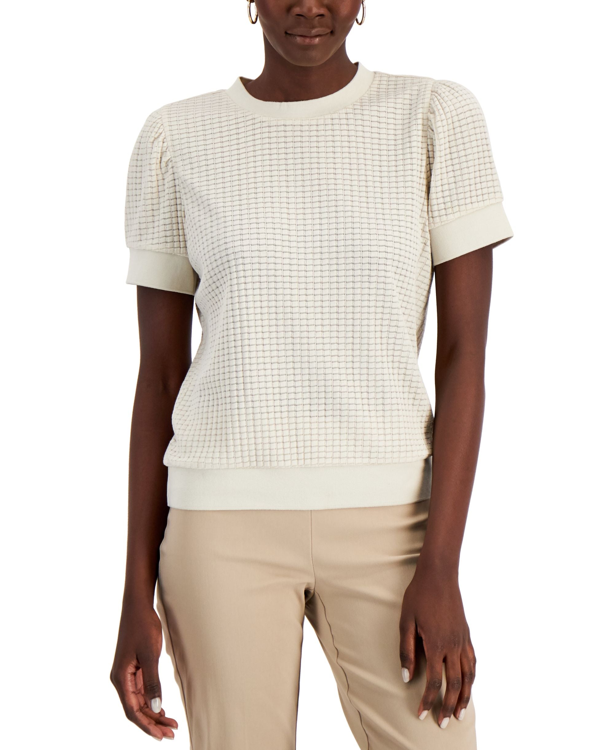 Alfani Textured Short Sleeve Top