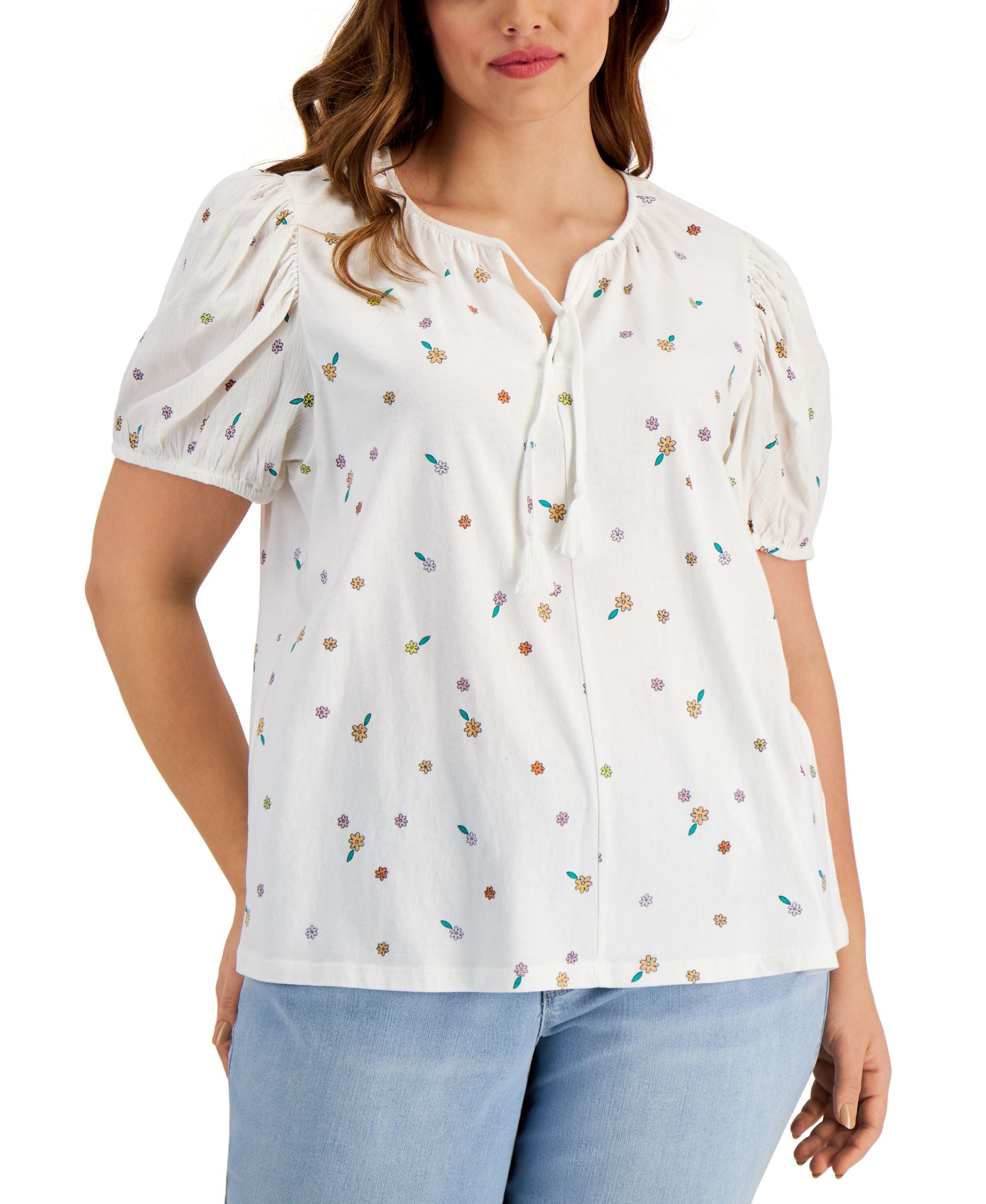 Style & Co Plus Size Tie Neck Top