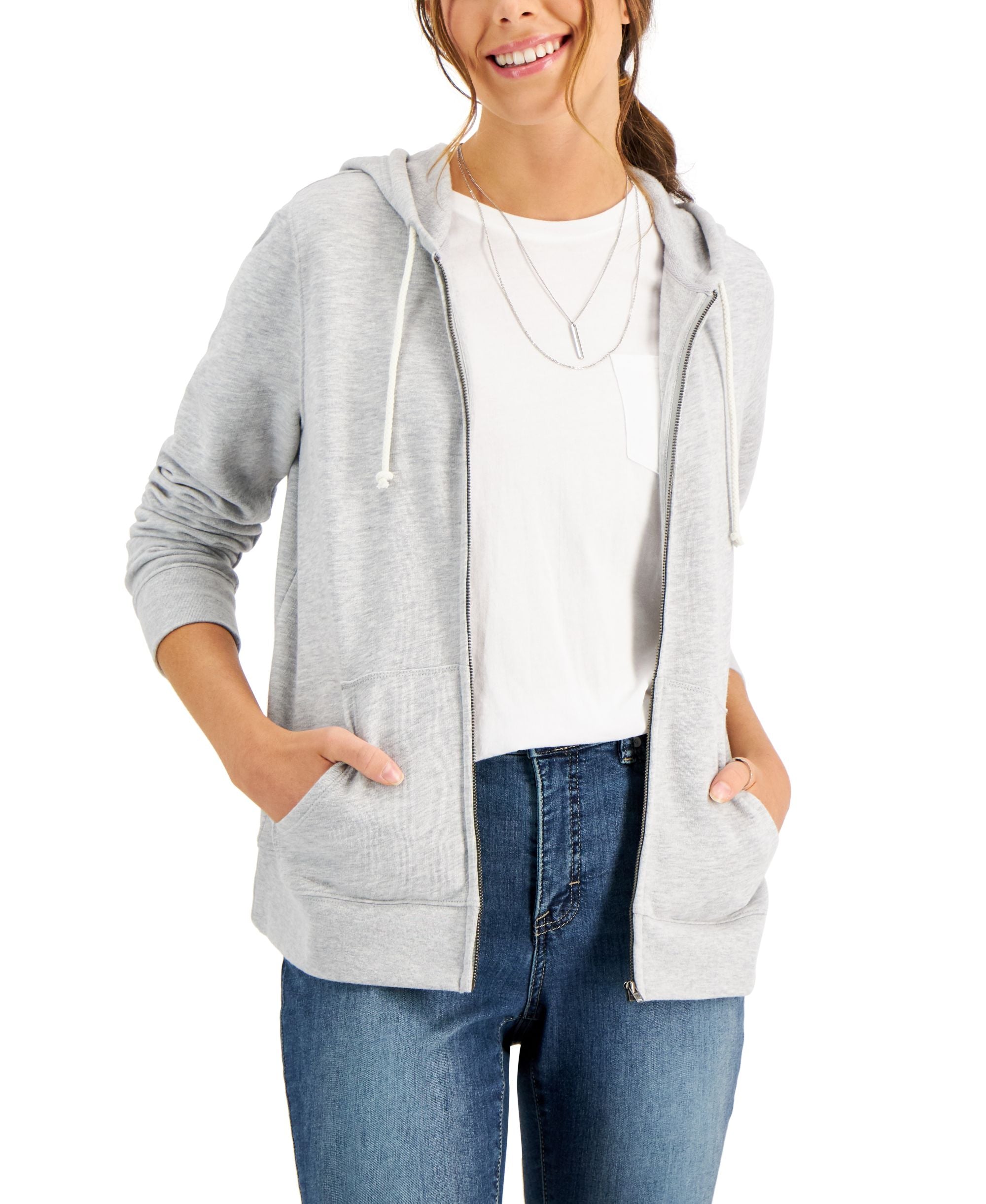 Petite Heathered Zip Hoodie