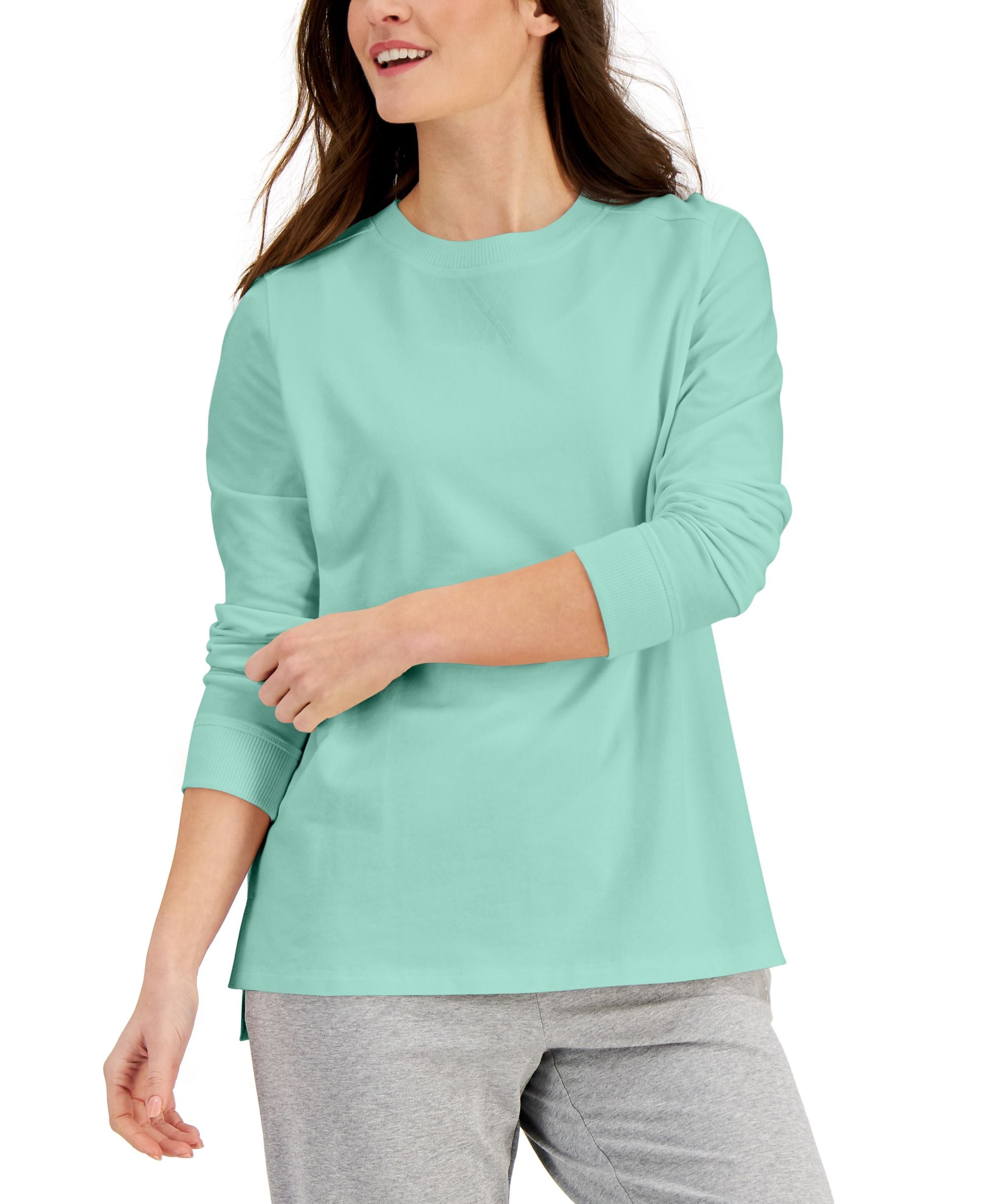 Karen Scott Cotton High-Low Sweatshirt