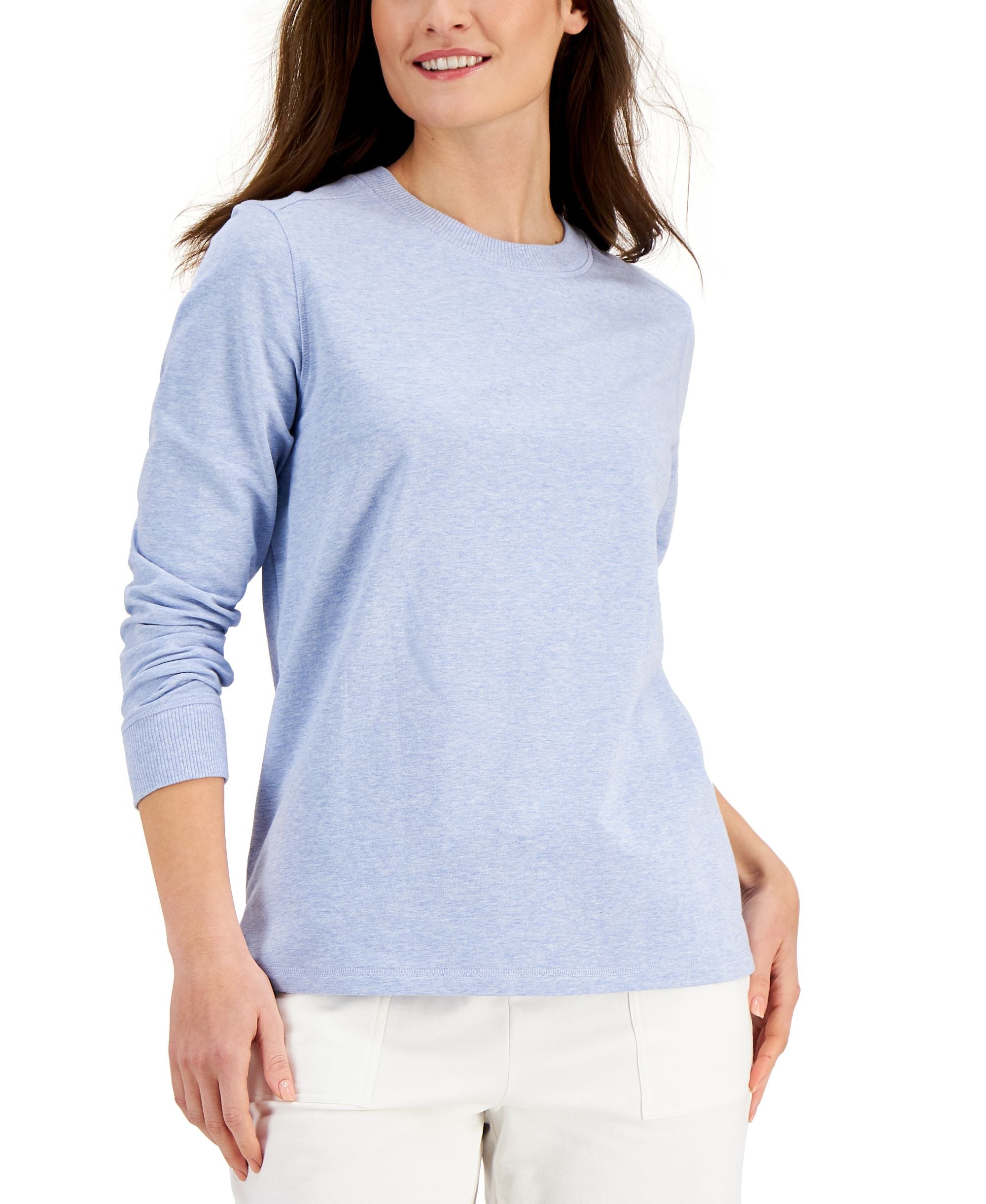 Karen Scott Cotton High-Low Sweatshirt